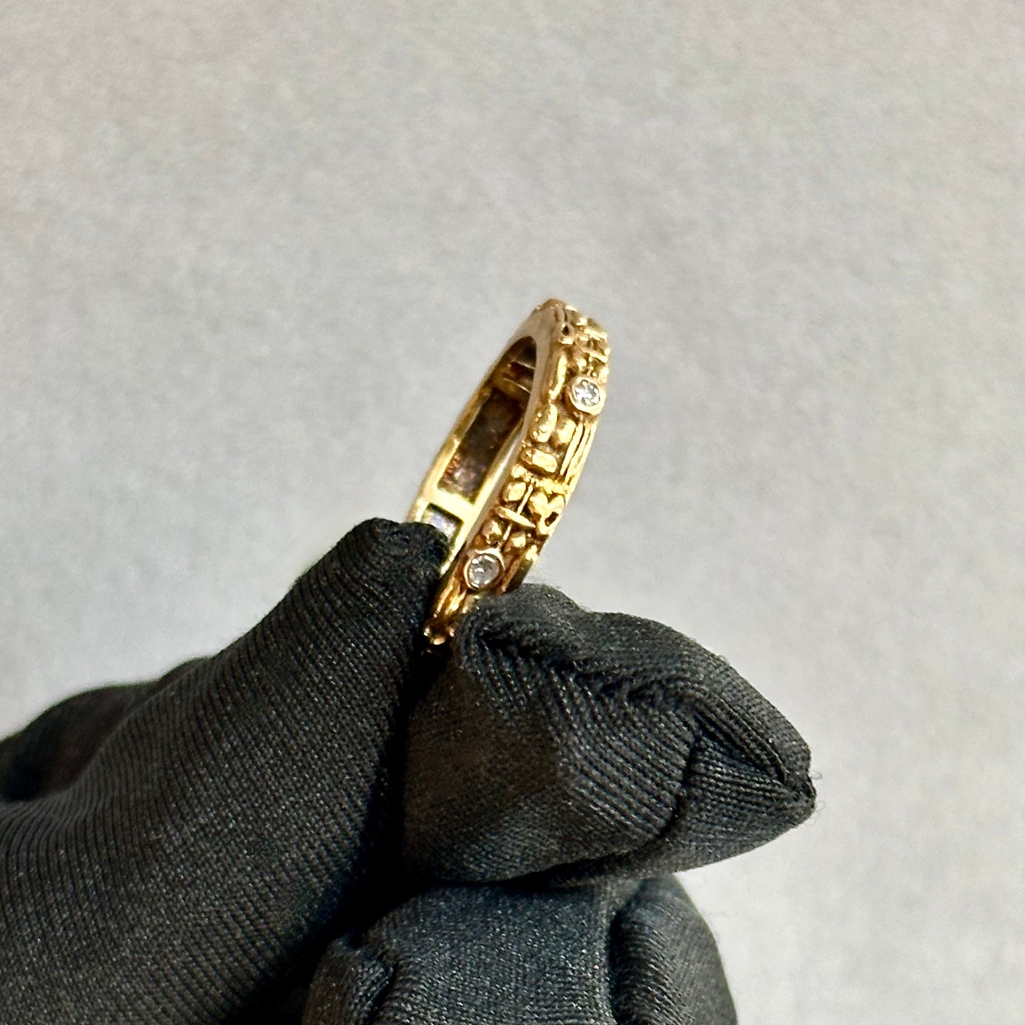 14K Yellow Gold Organic Diamond Band | 3mm Wide | Asymmetrical Bezel-Set Design | Unique Contemporary Ring