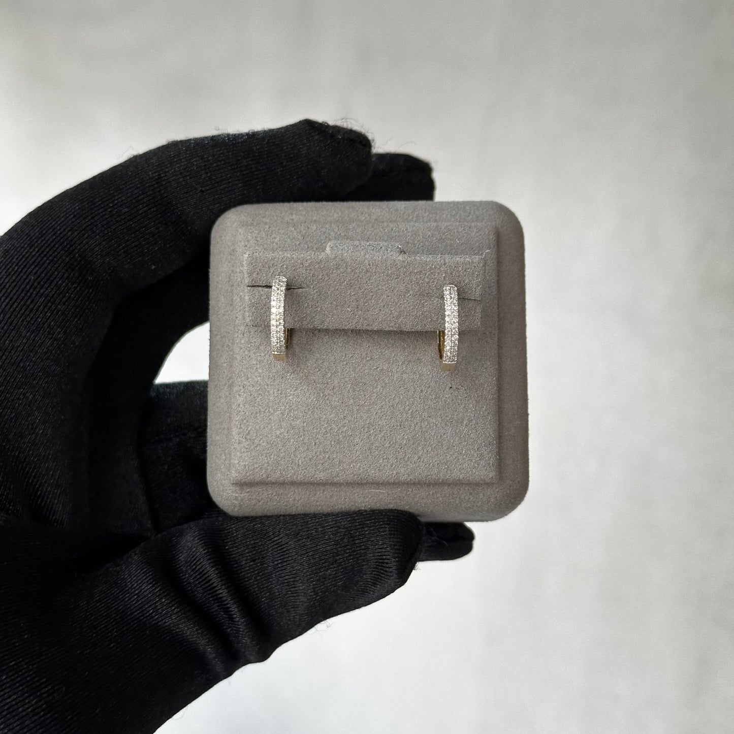 Yellow Gold Micro Pave Diamond Huggies