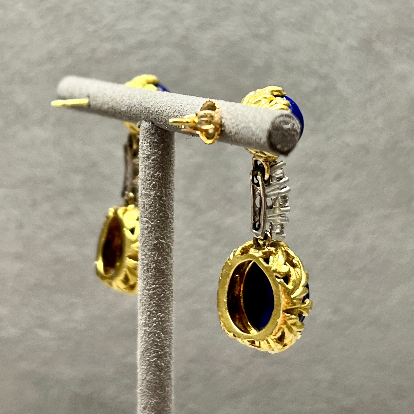 18kt Lapis and Diamond Earrings