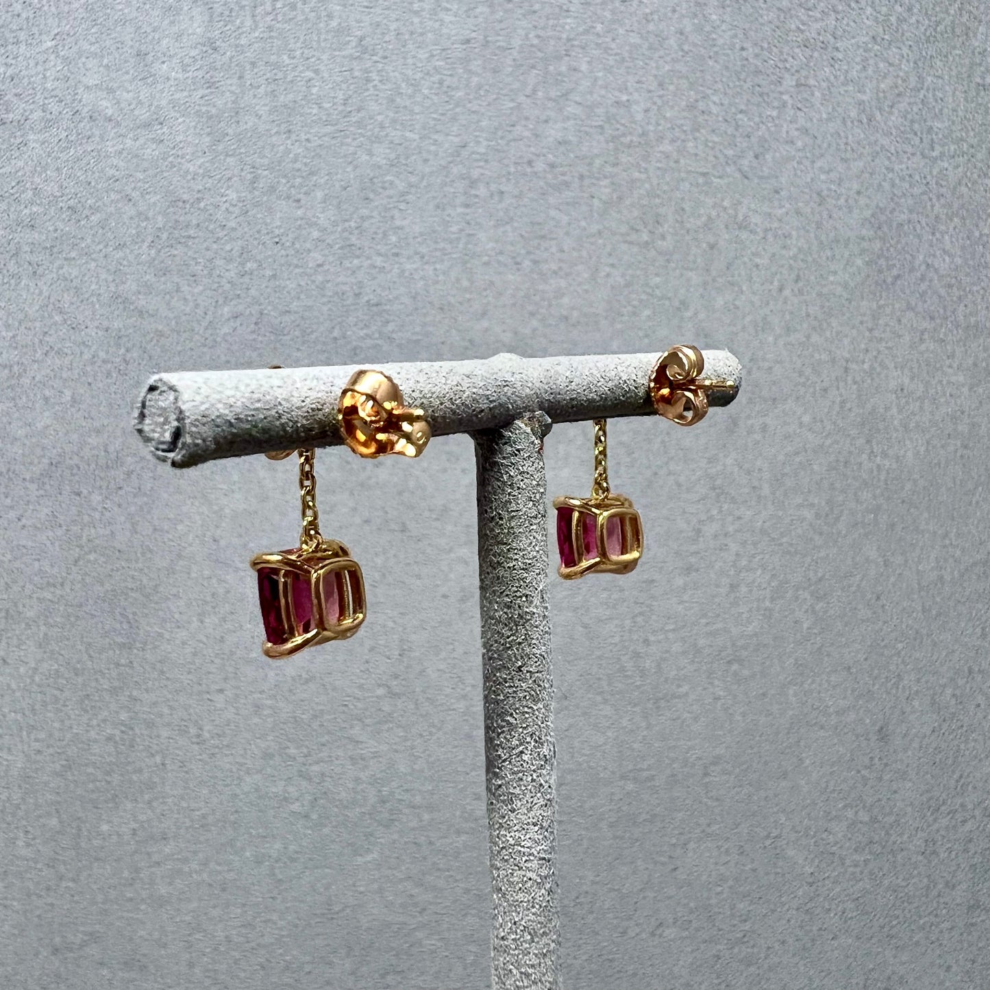 14kt Rose Gold Yellow Garnet and Pink Tourmaline Drop Earrings