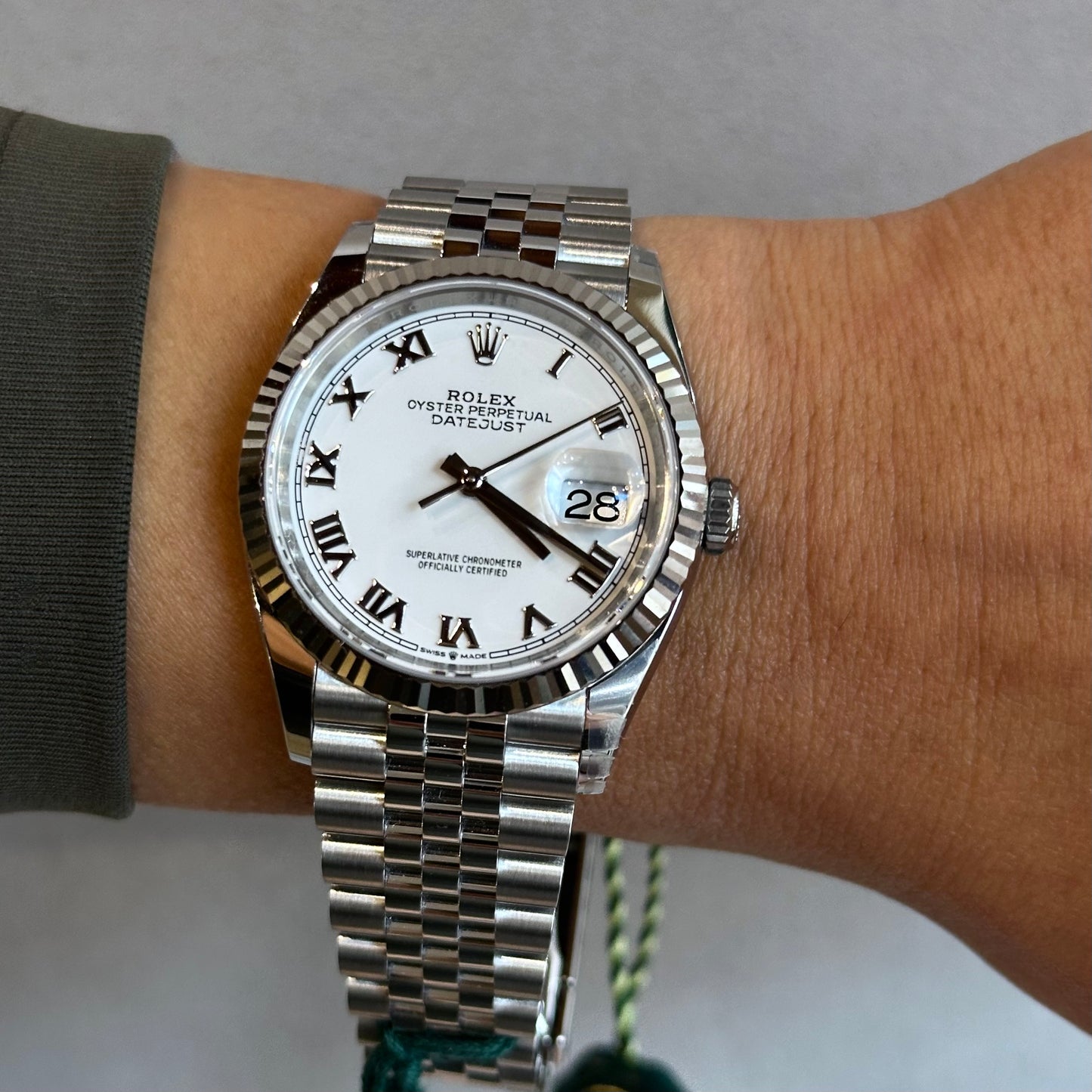 2024 Rolex Datejust 36mm – Fluted Bezel, White Roman Dial, Jubilee Bracelet – Model 126234