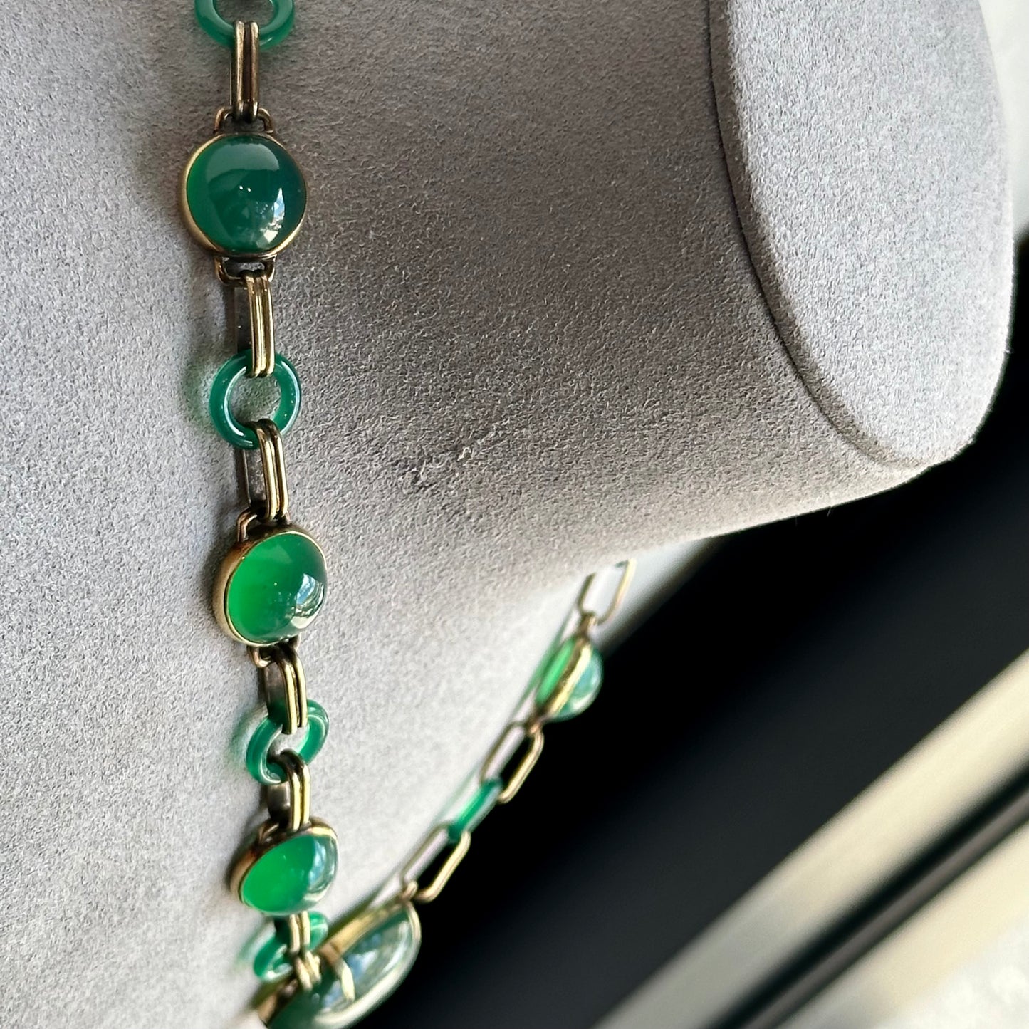 Green Chrysoprase Necklace Circa 1800's