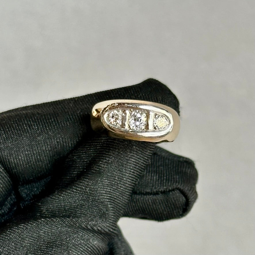 Antique 1890s 18K Gold & Platinum Old Mine Cut Diamond Ring – 0.70ctw – Vintage Engagement Ring