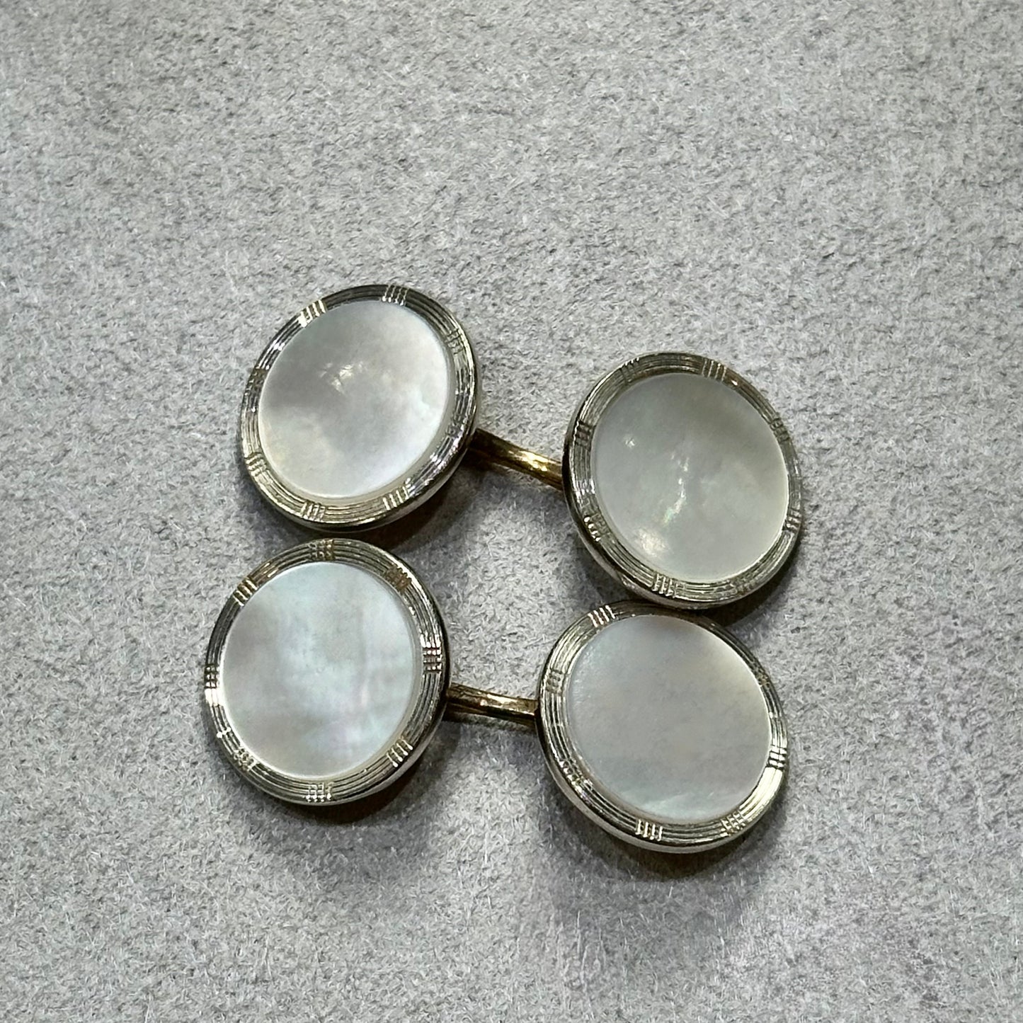 Vintage Mother of Pearl Cufflinks with Gold Backing – Retro Elegance for Father’s Day