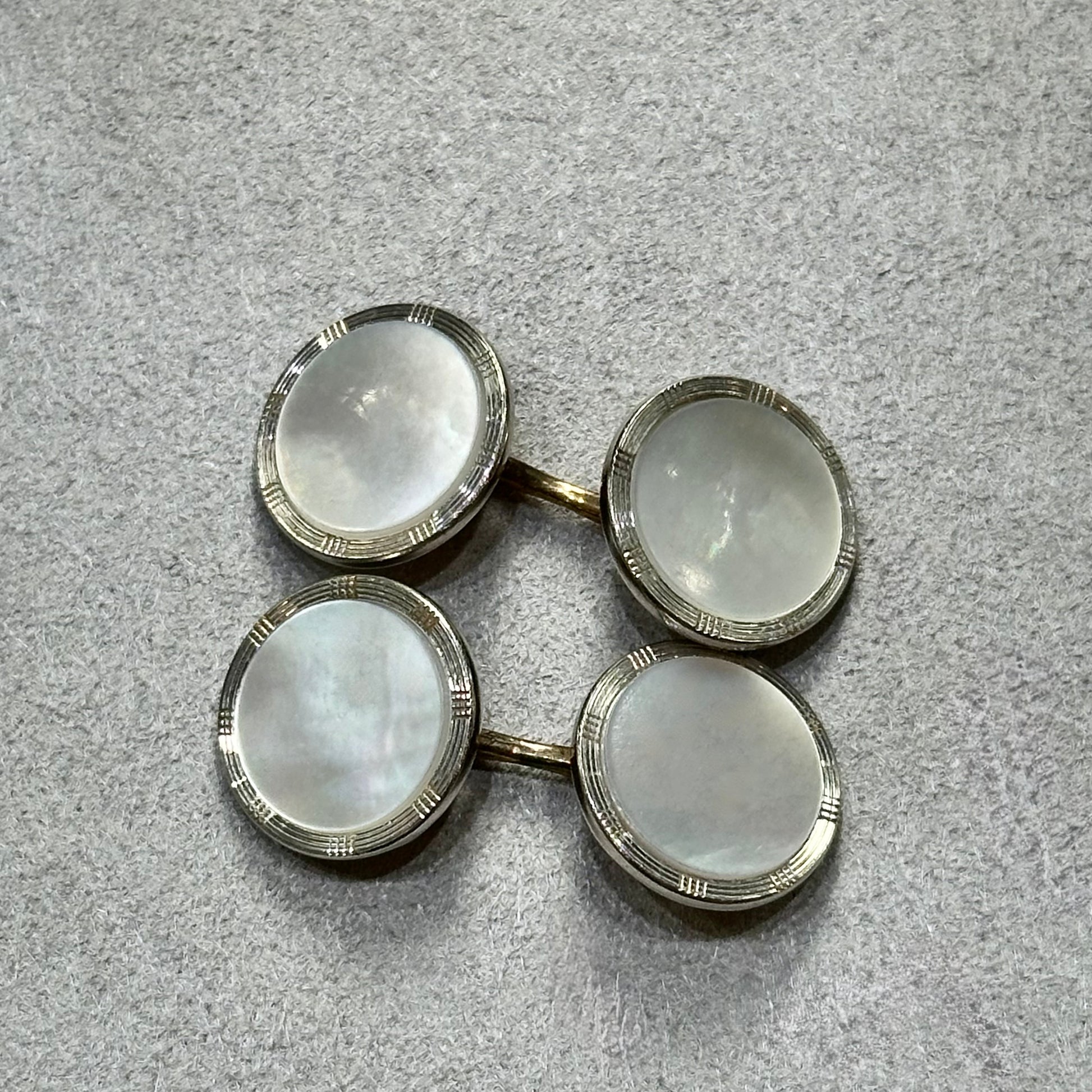 Vintage Mother of Pearl Cufflinks with Gold Backing – Retro Elegance for Father’s Day