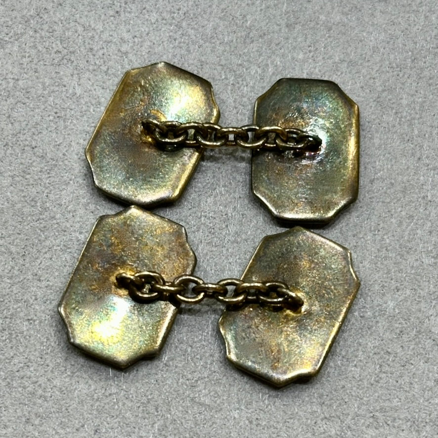 Vintage Red & Blue Enamel Fleurs-de-Lis Cufflinks – Bold Antique Brass Elegance for Him or Her