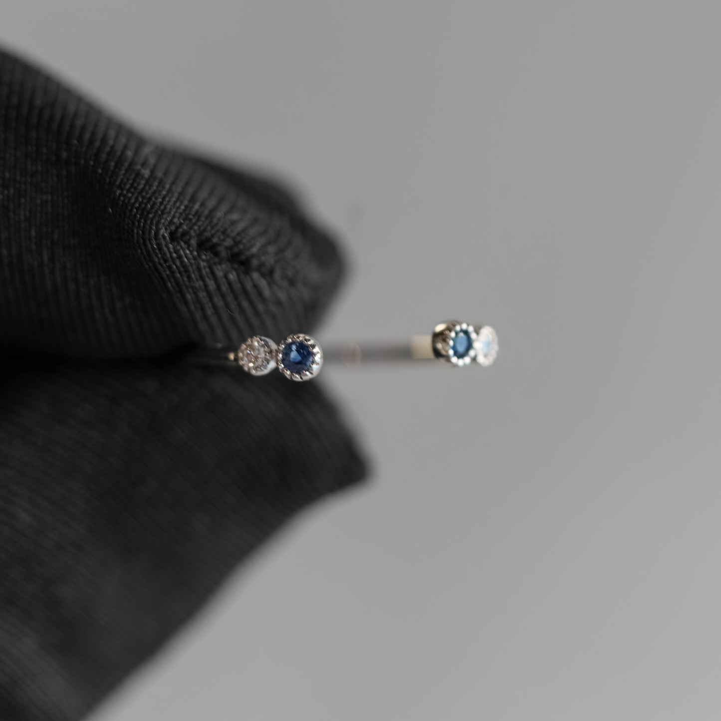 14kt White Gold Open Sapphire & Diamond Stacker