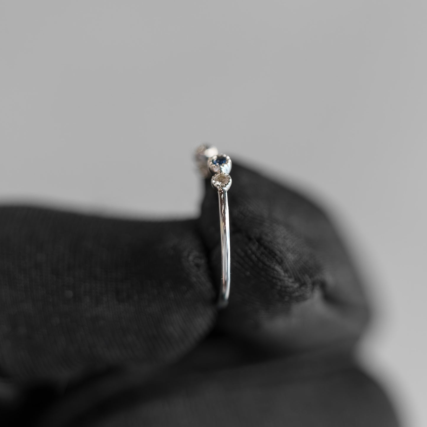 14kt White Gold Open Sapphire & Diamond Stacker