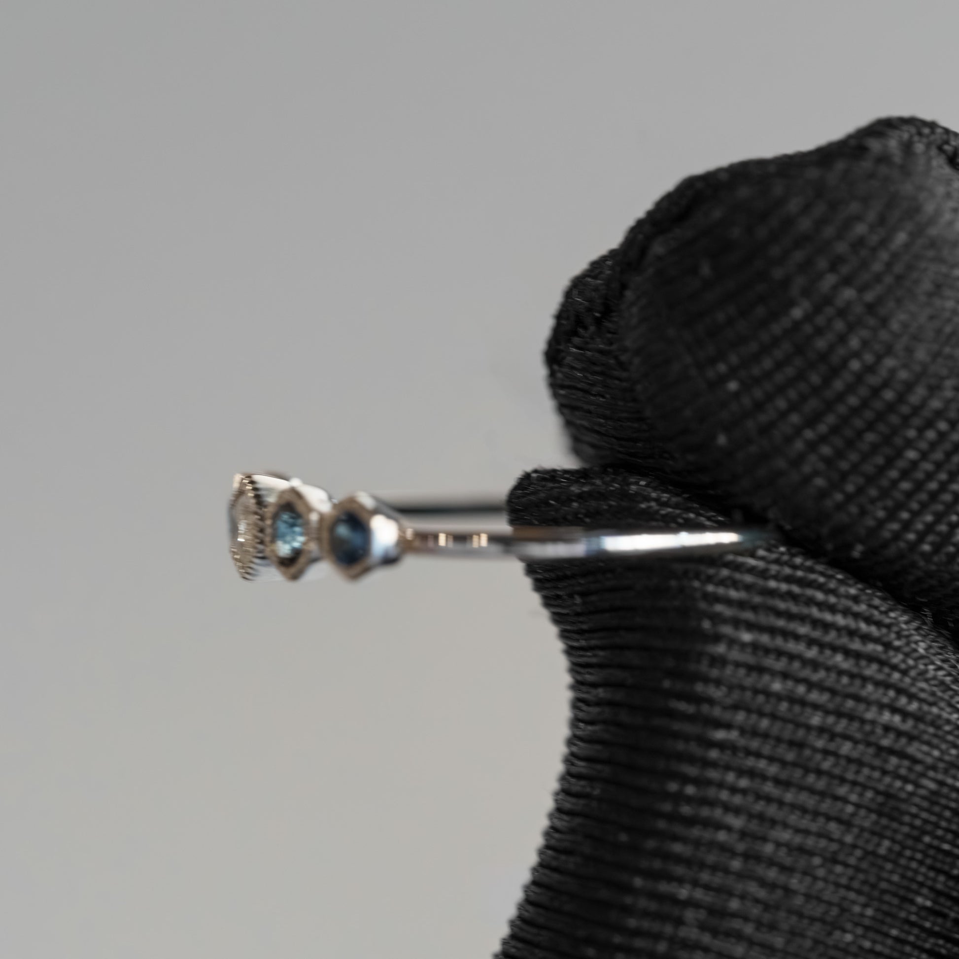 14kt White Gold Octagon Sapphire and Diamond 5-Stone Stacking Band