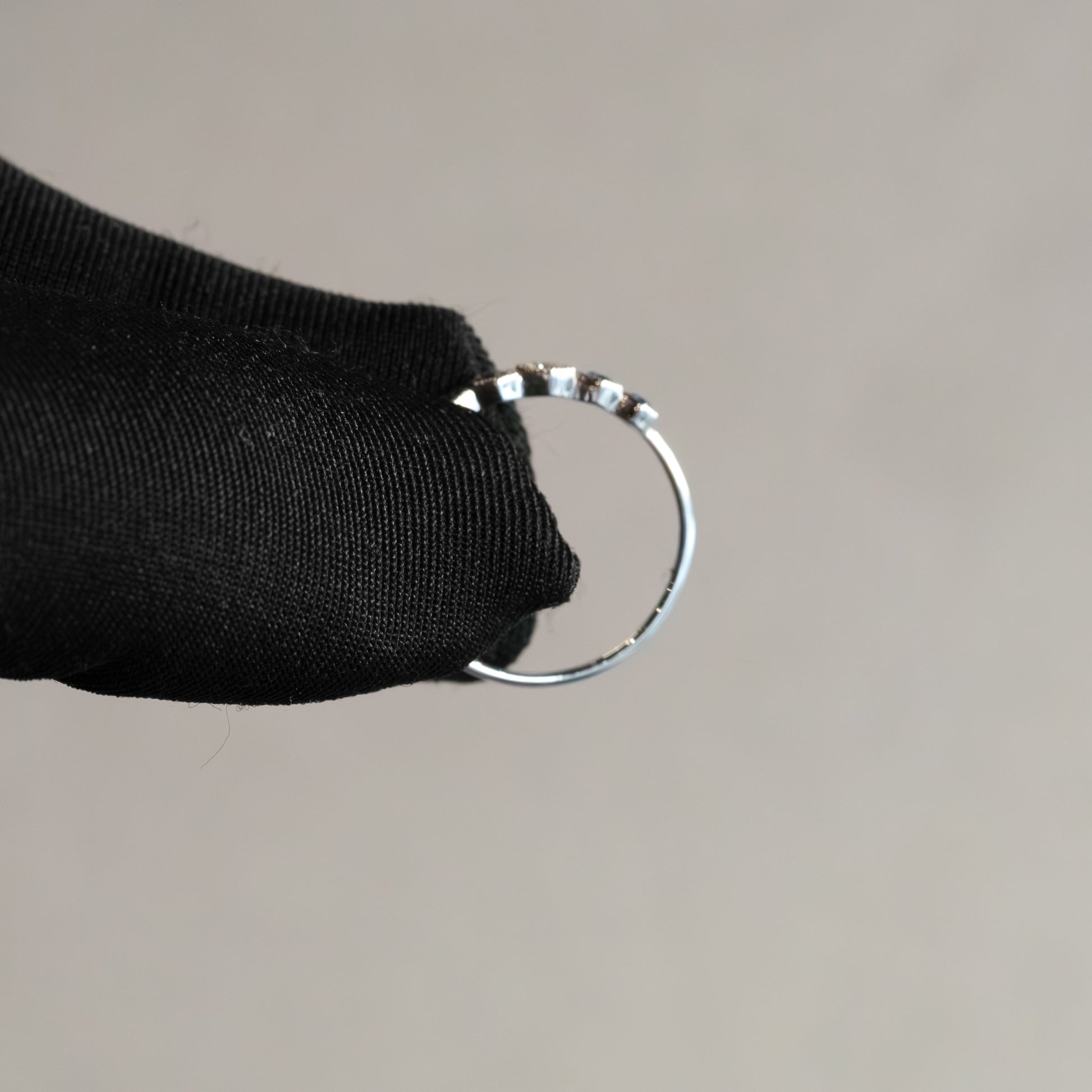 14kt White Gold Octagon Sapphire and Diamond 5-Stone Stacking Band