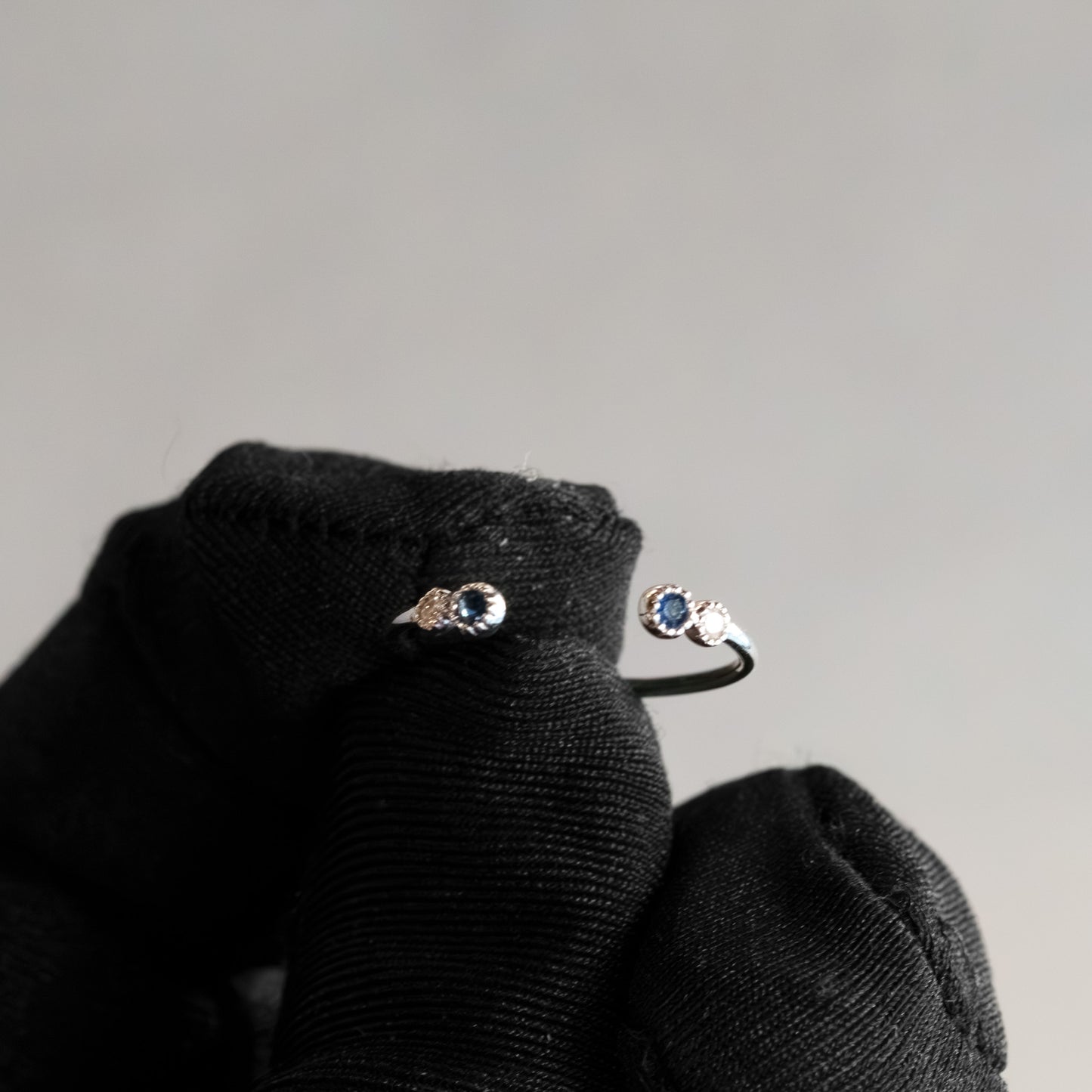 14kt White Gold Open Sapphire & Diamond Stacker