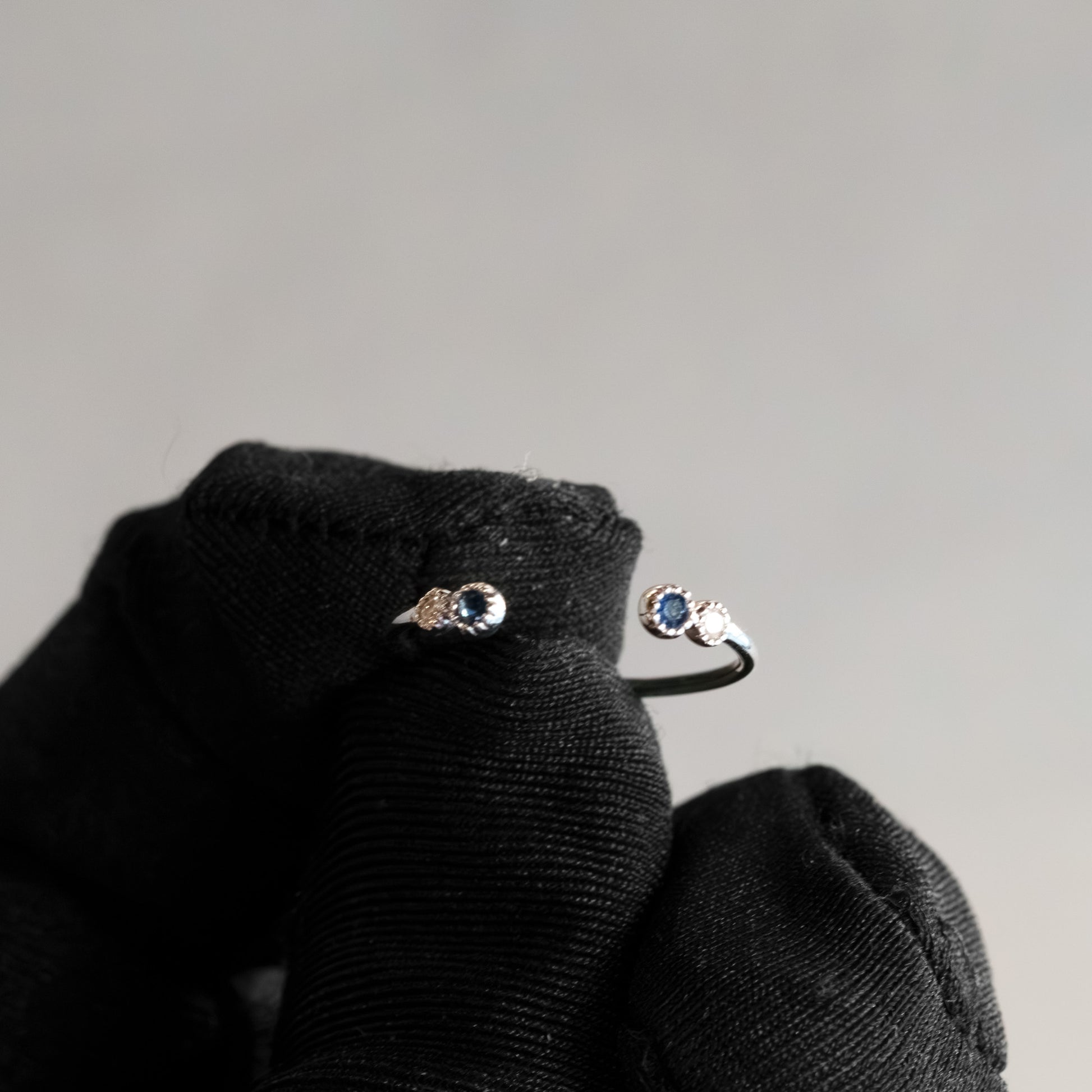 14kt White Gold Open Sapphire & Diamond Stacker