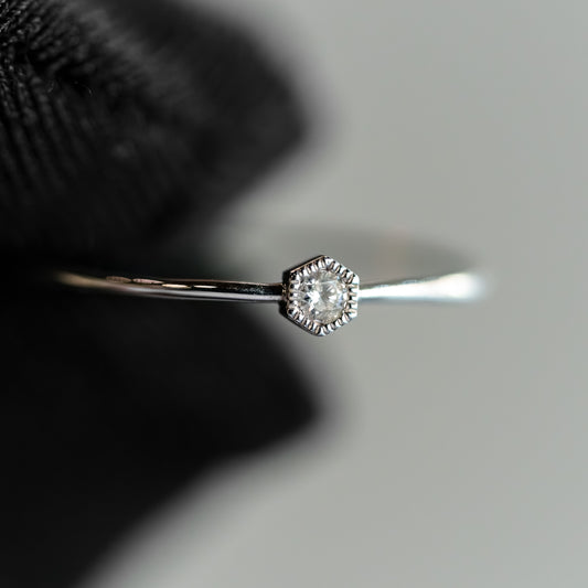 14kt White Gold Octagon Milgrain Diamond Stacking Ring (.10ct)