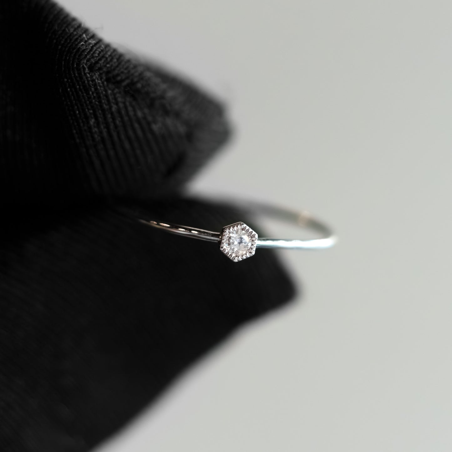 14kt White Gold Octagon Milgrain Diamond Stacking Ring (.10ct)