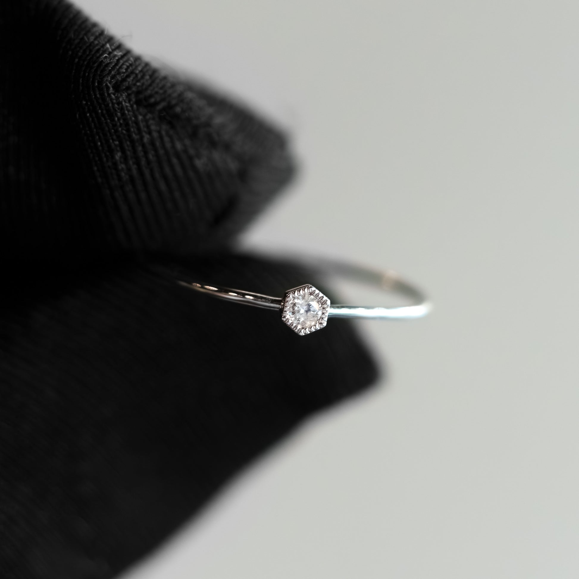 14kt White Gold Octagon Milgrain Diamond Stacking Ring (.10ct)