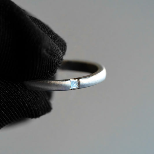 14kt White Gold Matte Tension-Set Princess Cut Diamond Band (.10ctw)