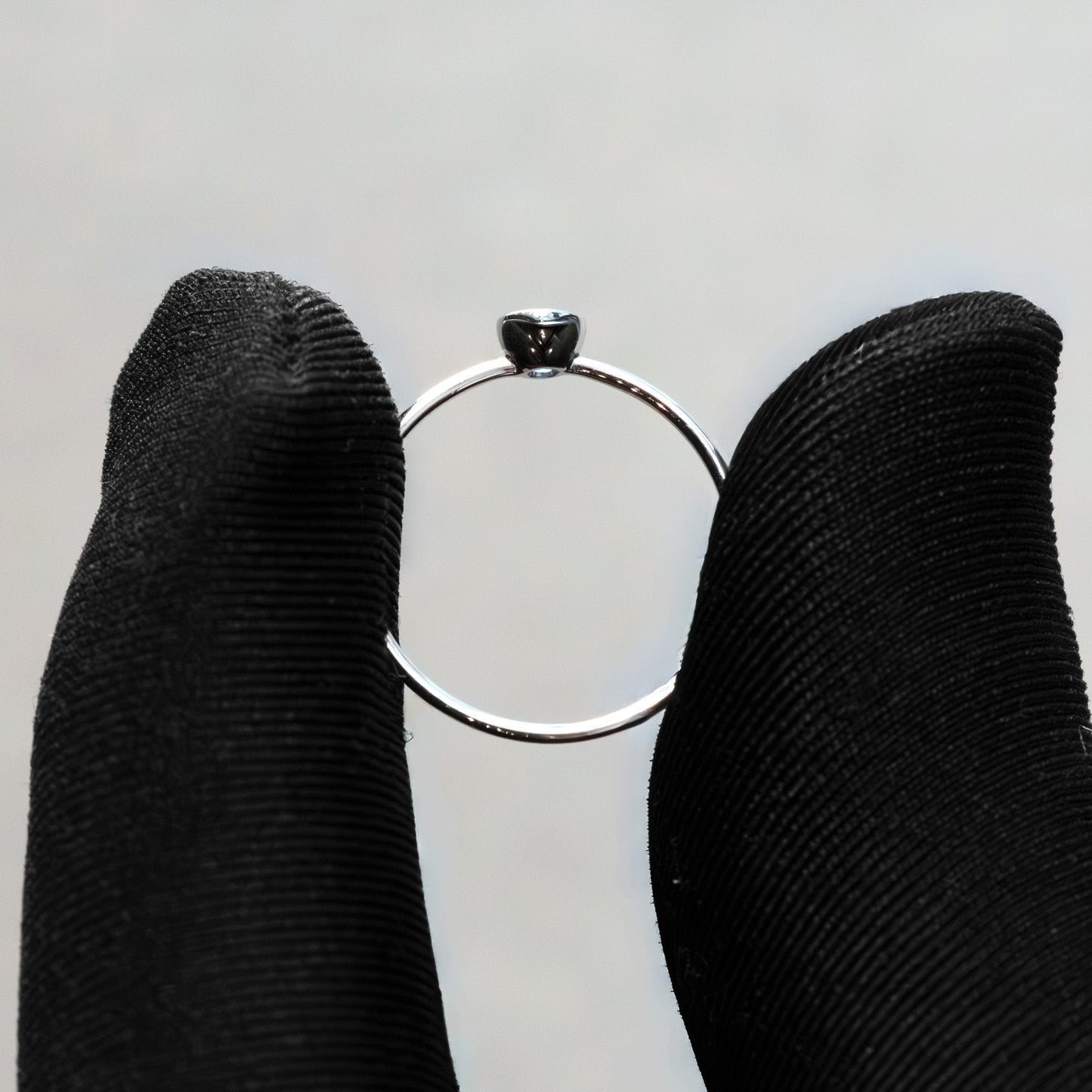 Product Name: 14kt White Gold Round Sapphire Bezel-Set Delicate Stacking Ring