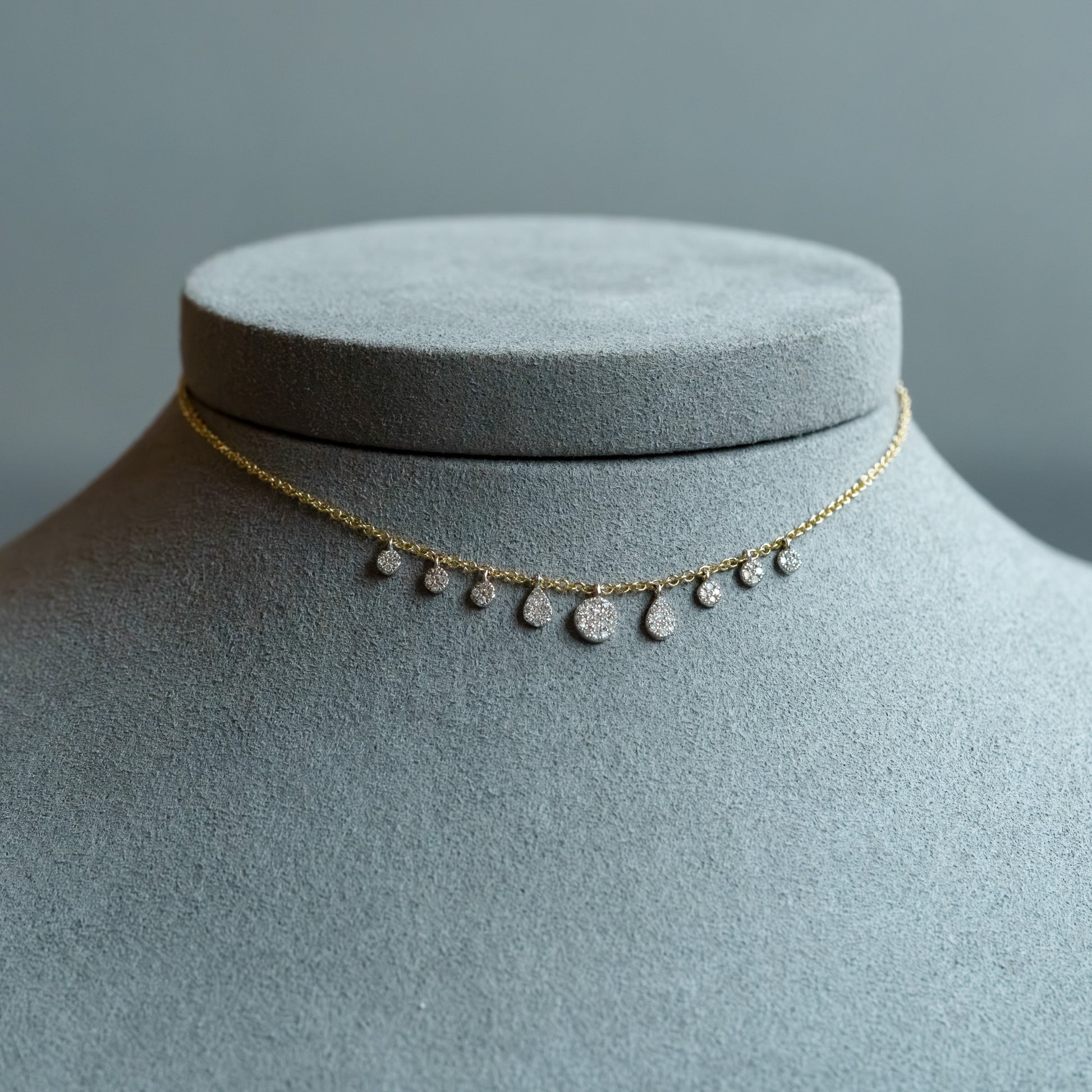 14kt Yellow Gold Diamond Pavé Multi-Shape Fringe Necklace