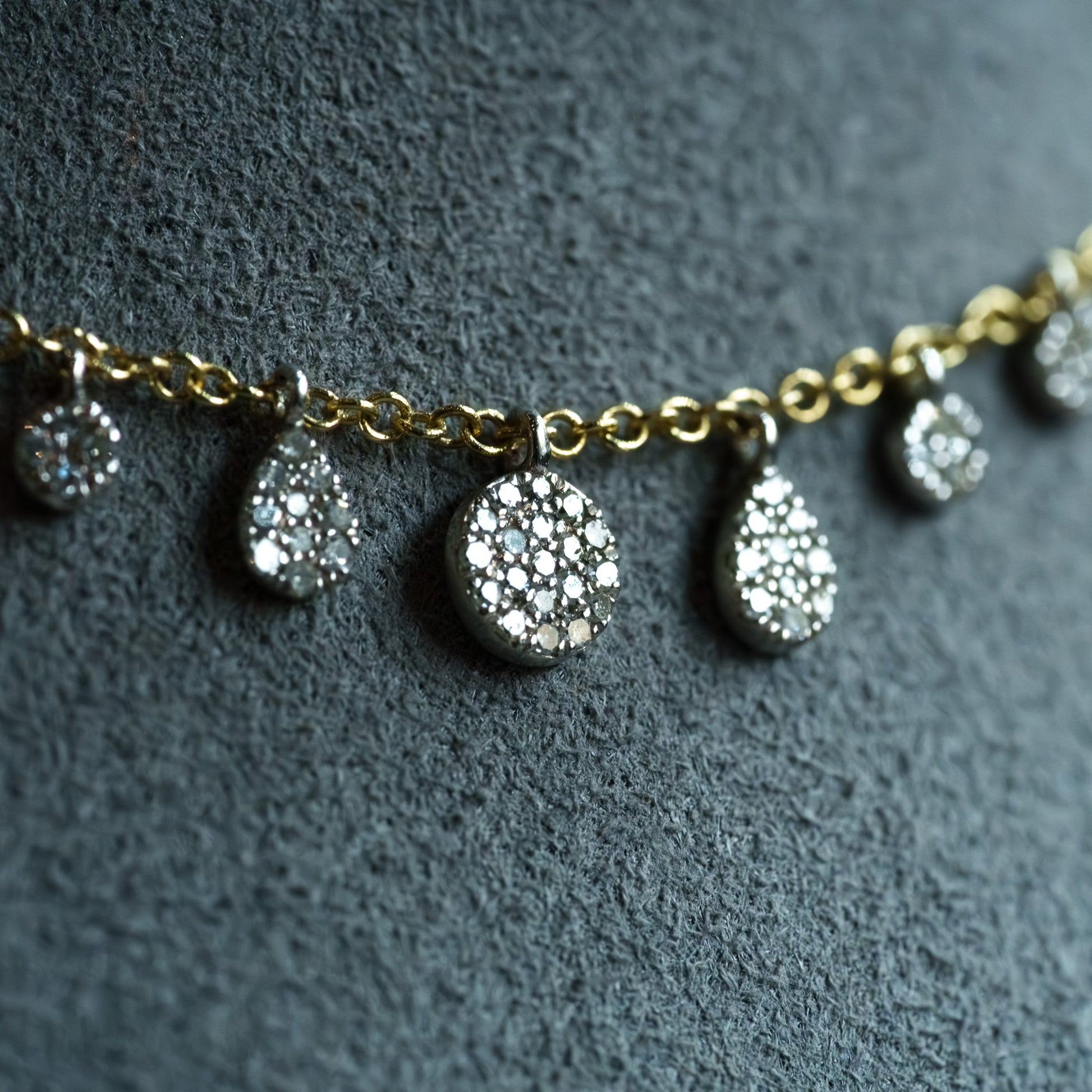 14kt Yellow Gold Diamond Pavé Multi-Shape Fringe Necklace