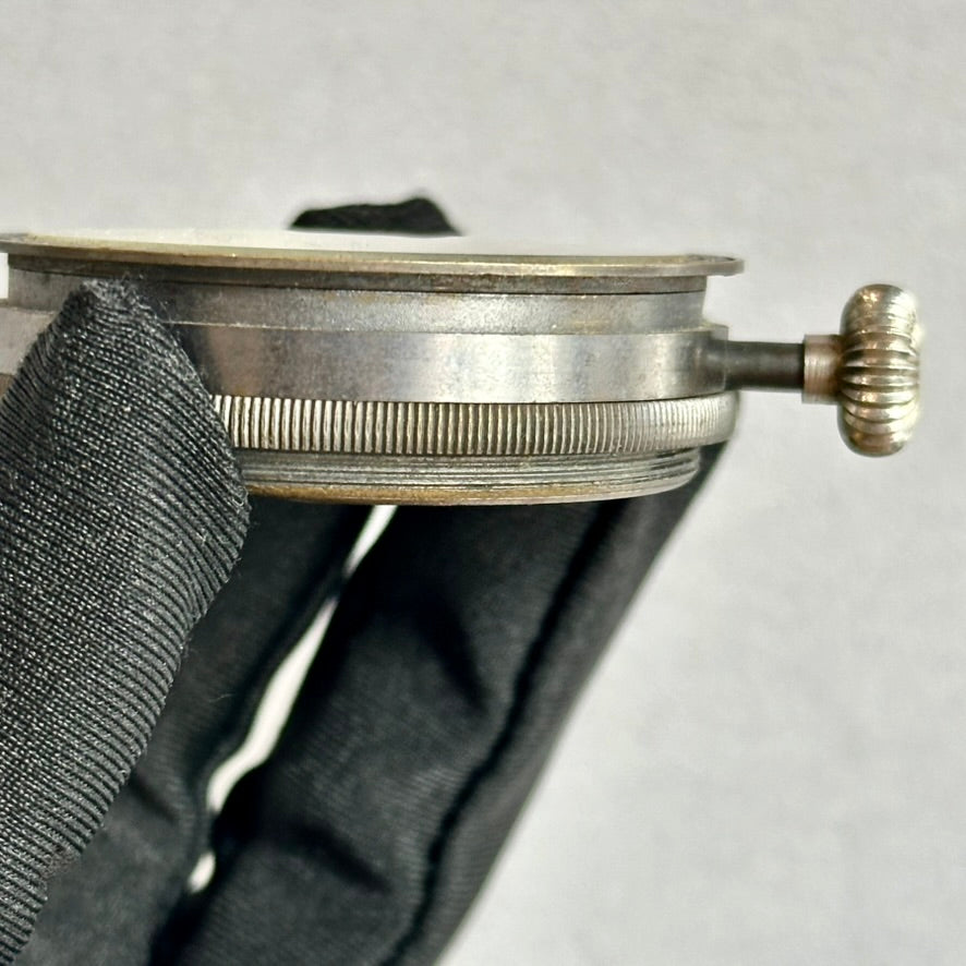 Rare 1920s–1930s Vintage Pocket Watch – Engraved Arabic Numerals, Blue Hands & Diamond Pattern Dial