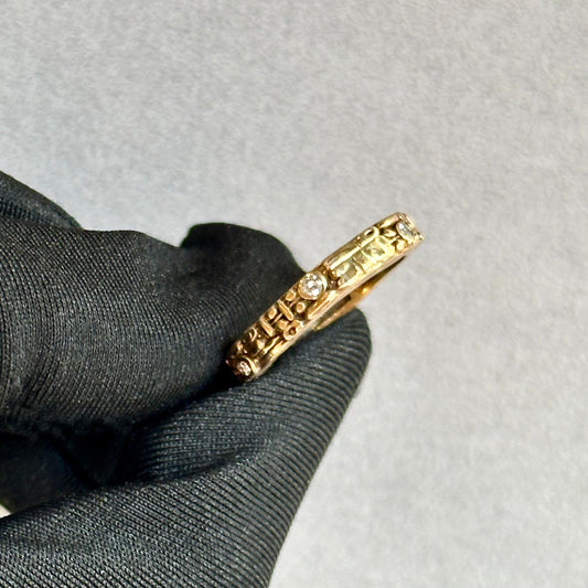 14K Yellow Gold Organic Diamond Band | 3mm Wide | Asymmetrical Bezel-Set Design | Unique Contemporary Ring