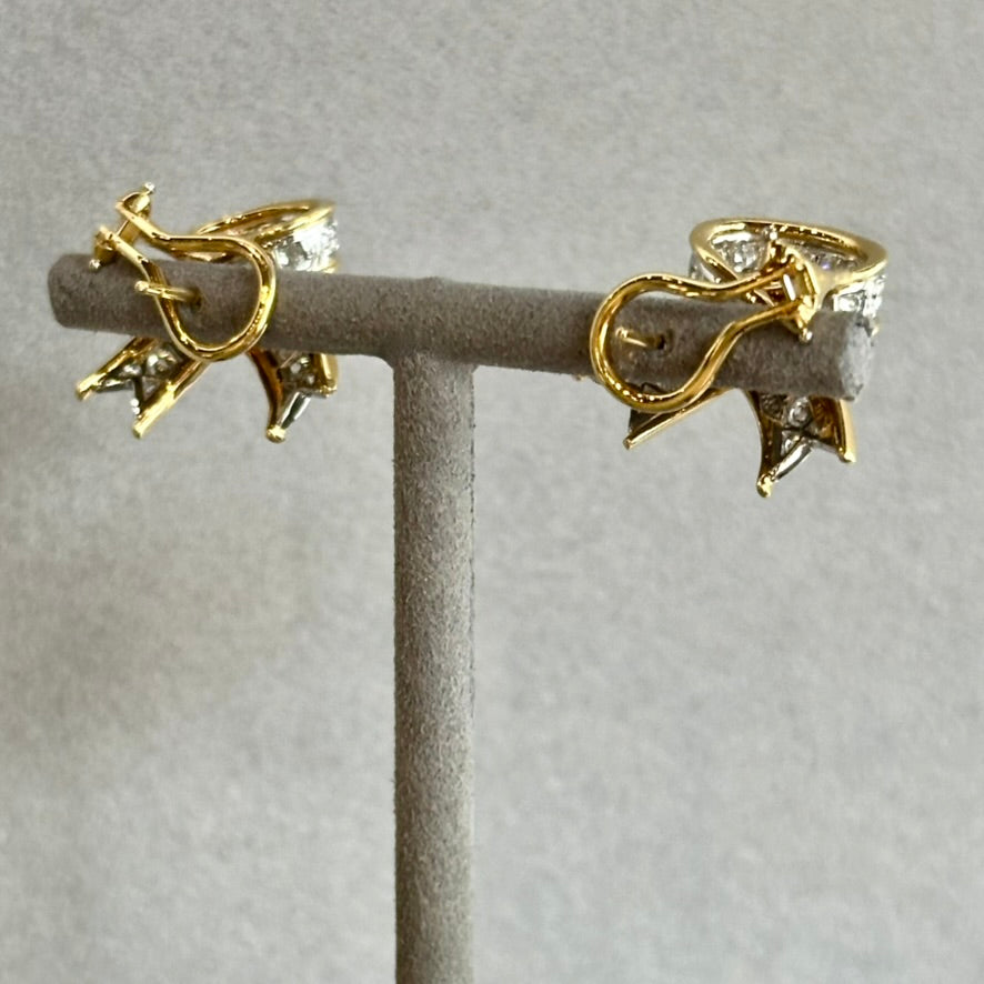 Vintage Tiffany & Co. Ribbon Earrings | Platinum & 18K Yellow Gold | 5.76ctw Diamonds | Circa 1989 | Post & Clip for Pierced Ears