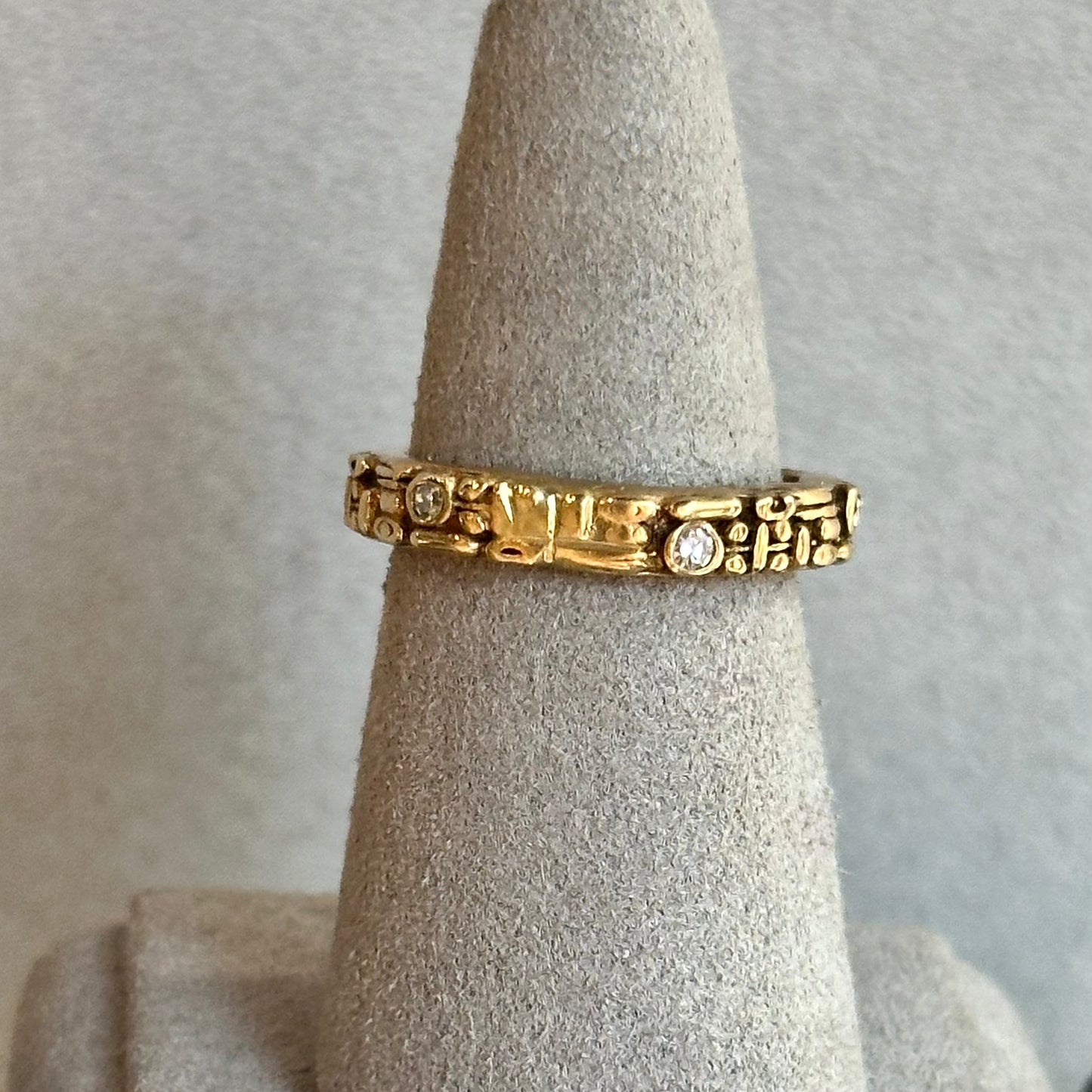 14K Yellow Gold Organic Diamond Band | 3mm Wide | Asymmetrical Bezel-Set Design | Unique Contemporary Ring