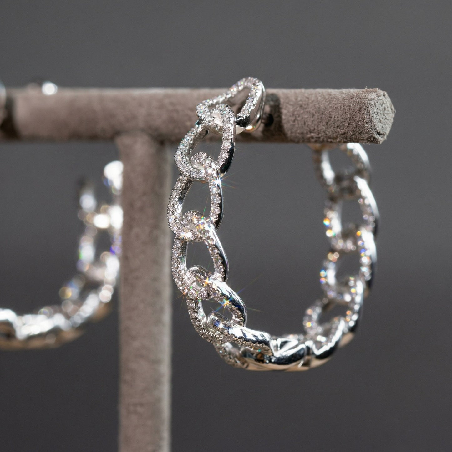 The Diamond Curb Link Hoop Earrings | Pavé Statement Hoops