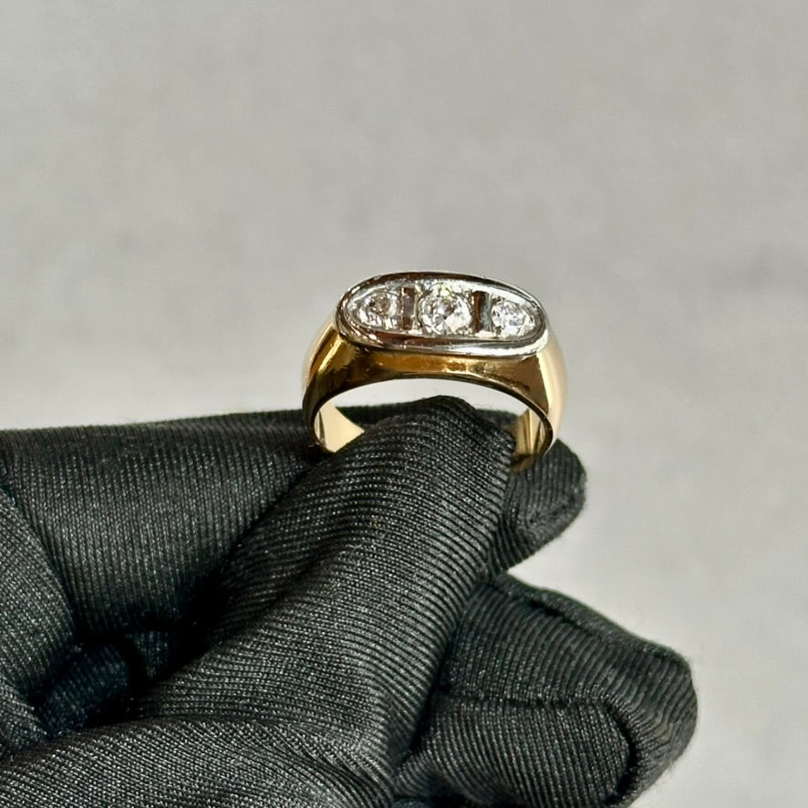 Antique 1890s 18K Gold & Platinum Old Mine Cut Diamond Ring – 0.70ctw – Vintage Engagement Ring