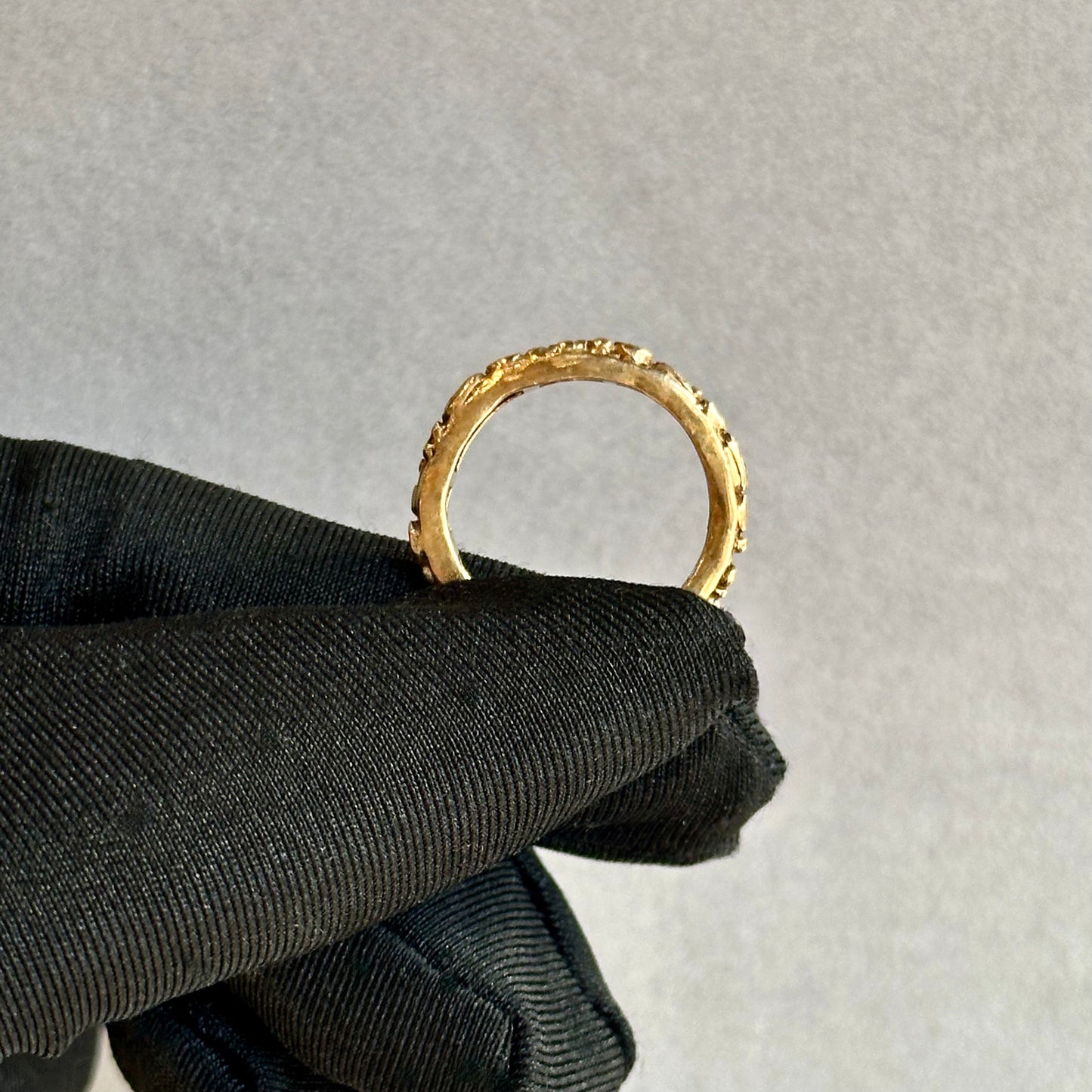 14K Yellow Gold Organic Diamond Band | 3mm Wide | Asymmetrical Bezel-Set Design | Unique Contemporary Ring