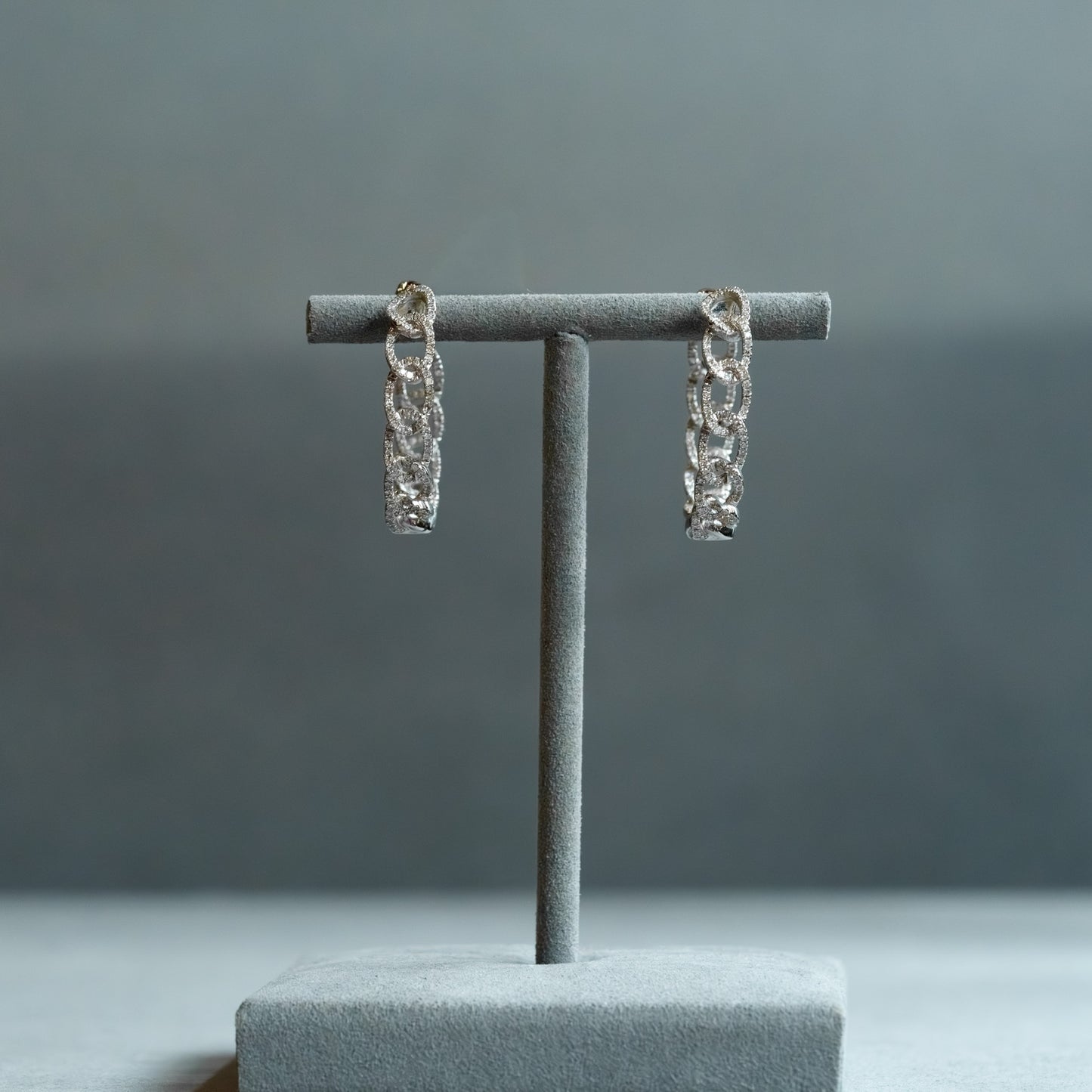 The Diamond Curb Link Hoop Earrings | Pavé Statement Hoops