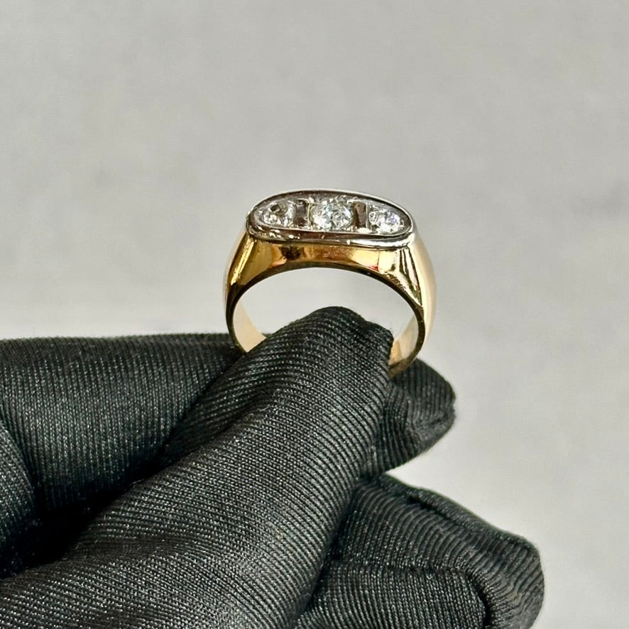 Antique 1890s 18K Gold & Platinum Old Mine Cut Diamond Ring – 0.70ctw – Vintage Engagement Ring