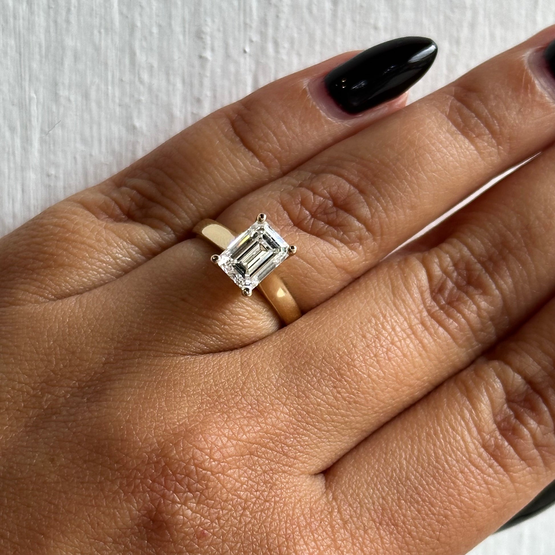 4 Prong Emerald Cut Diamond Solitaire Engagement Ring