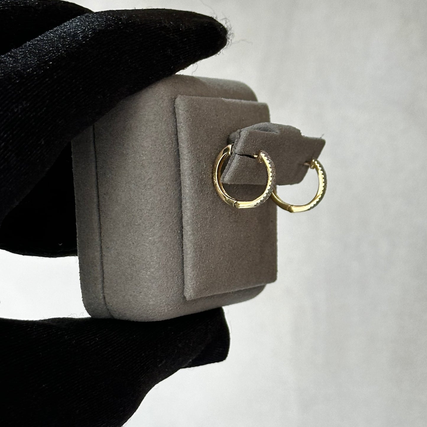 Yellow Gold Micro Pave Diamond Huggies