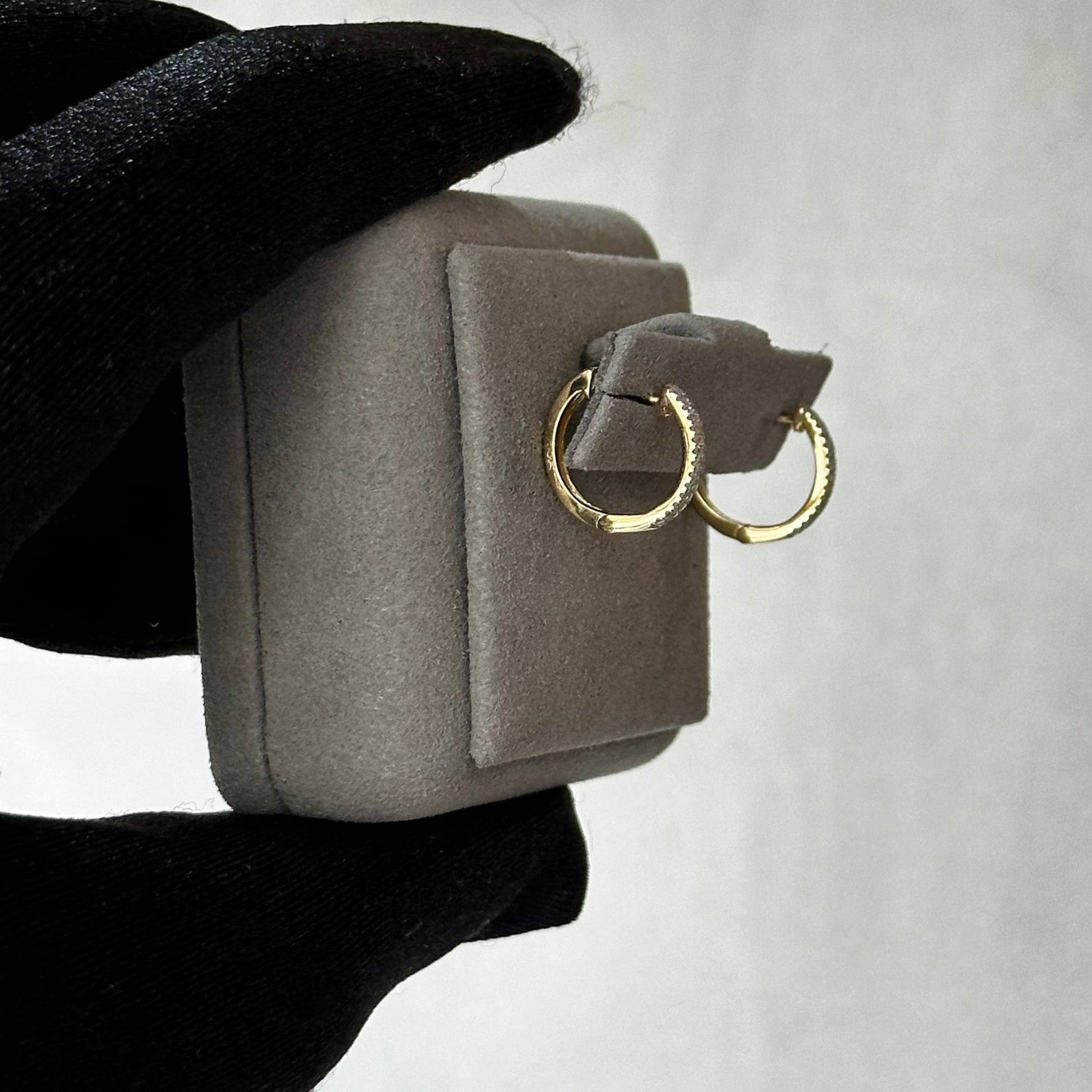 Yellow Gold Micro Pave Diamond Huggies