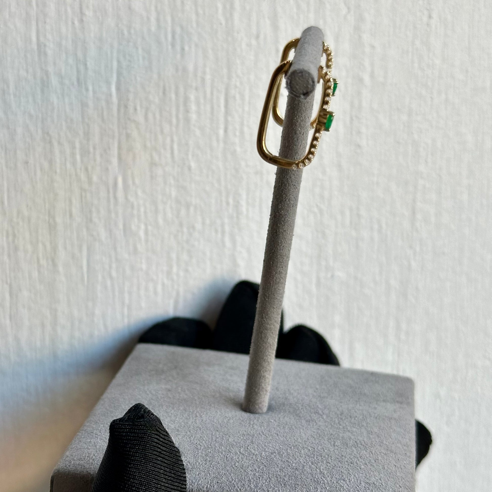 14K Yellow Gold Oblong Hoop Earrings | 0.30ct Diamond Accents | 0.42ct Total Weight