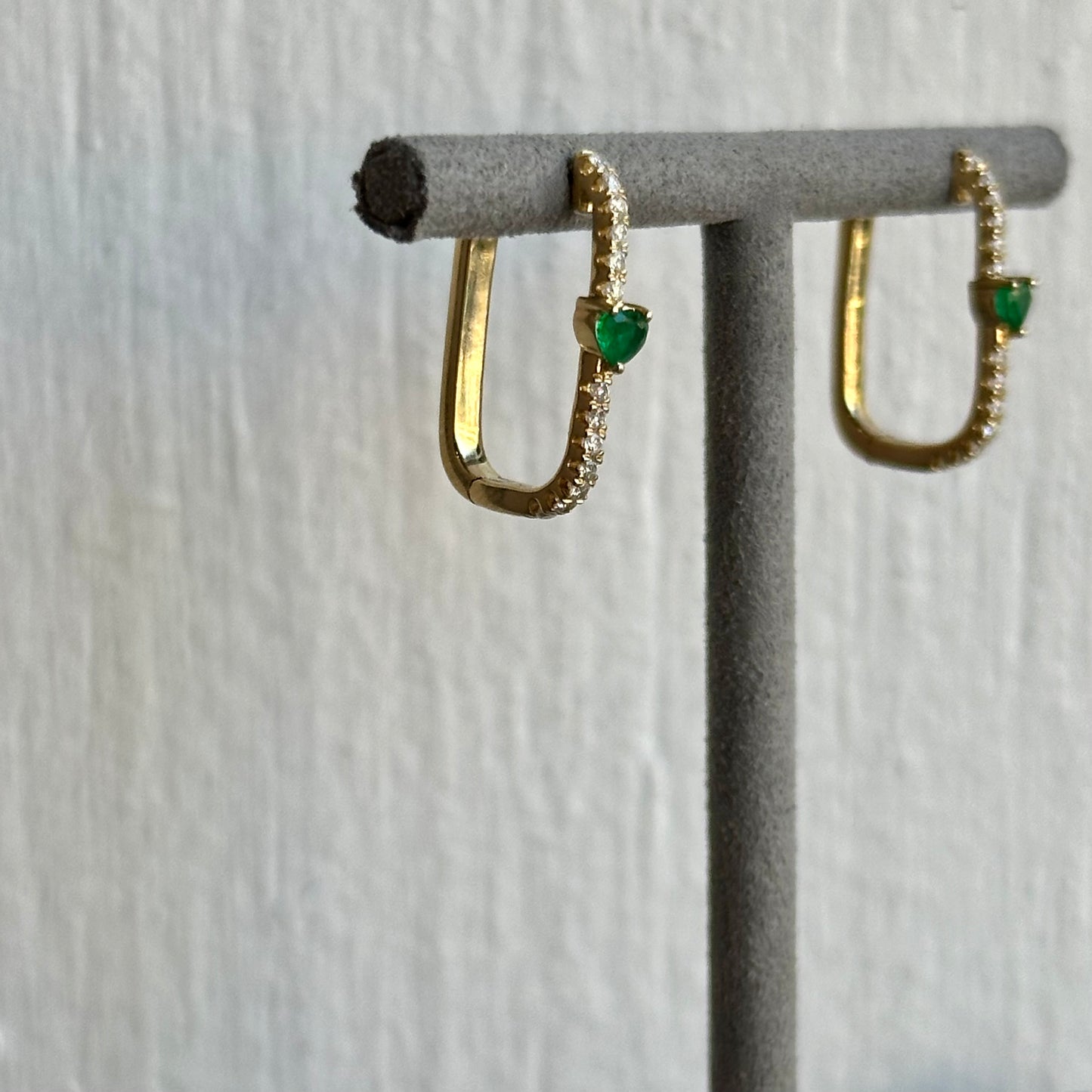 14K Yellow Gold Oblong Hoop Earrings | 0.30ct Diamond Accents | 0.42ct Total Weight