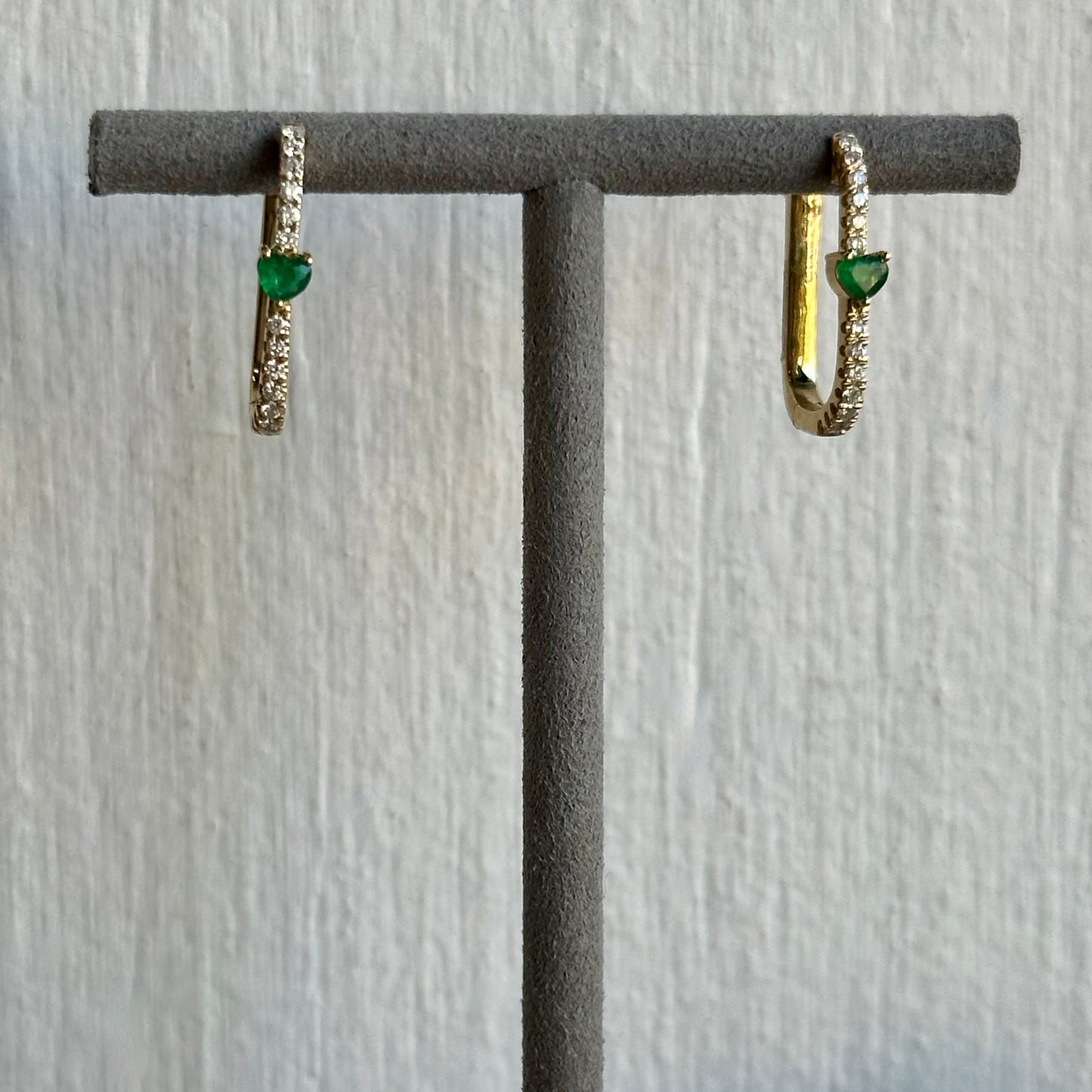 14K Yellow Gold Oblong Hoop Earrings | 0.30ct Diamond Accents | 0.42ct Total Weight