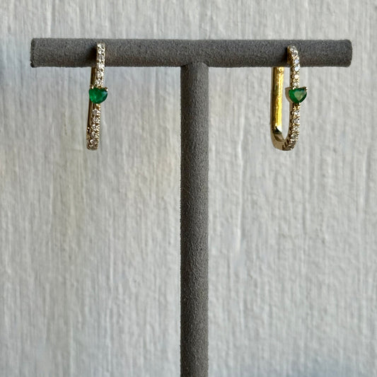 14K Yellow Gold Oblong Hoop Earrings | 0.30ct Diamond Accents | 0.42ct Total Weight