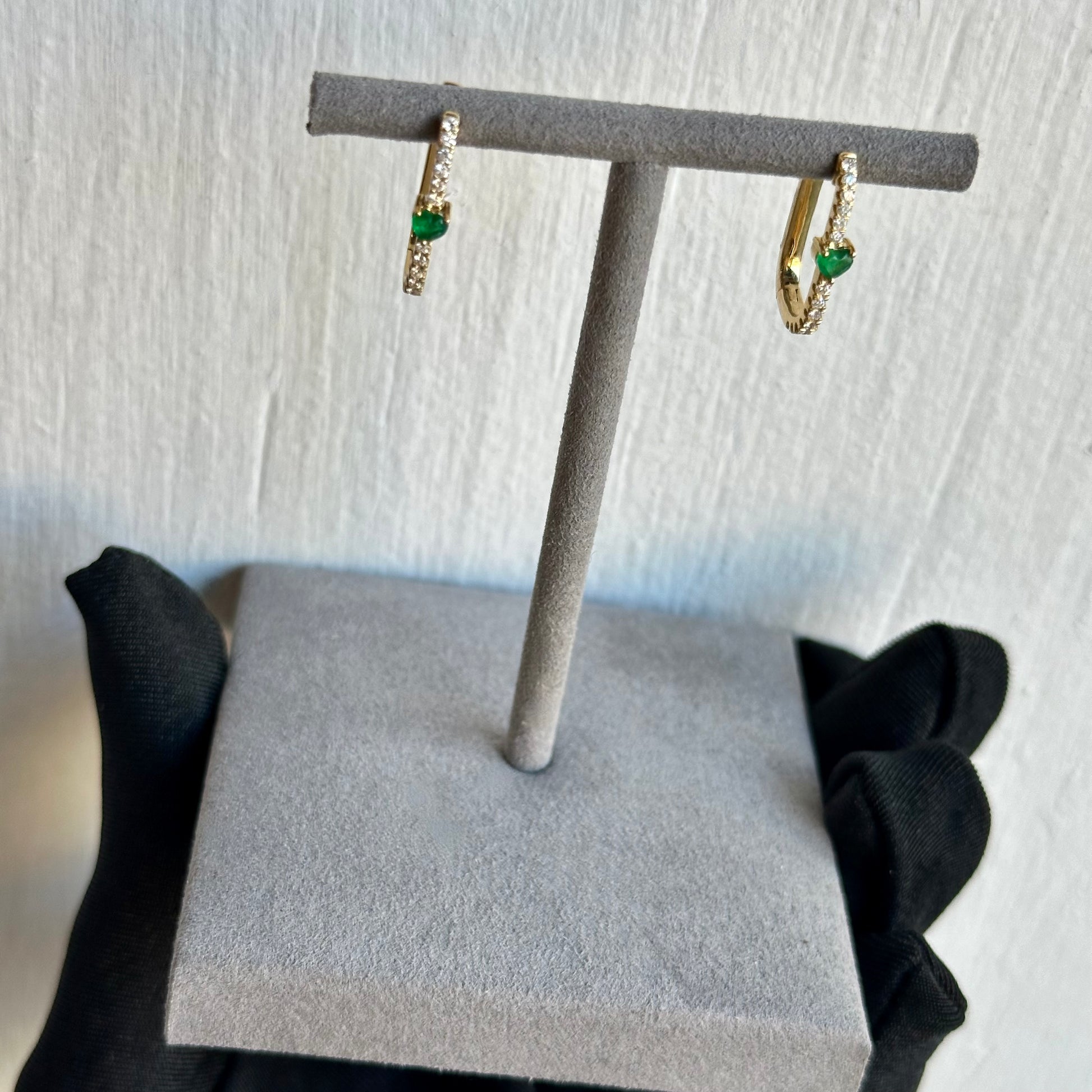 14K Yellow Gold Oblong Hoop Earrings | 0.30ct Diamond Accents | 0.42ct Total Weight