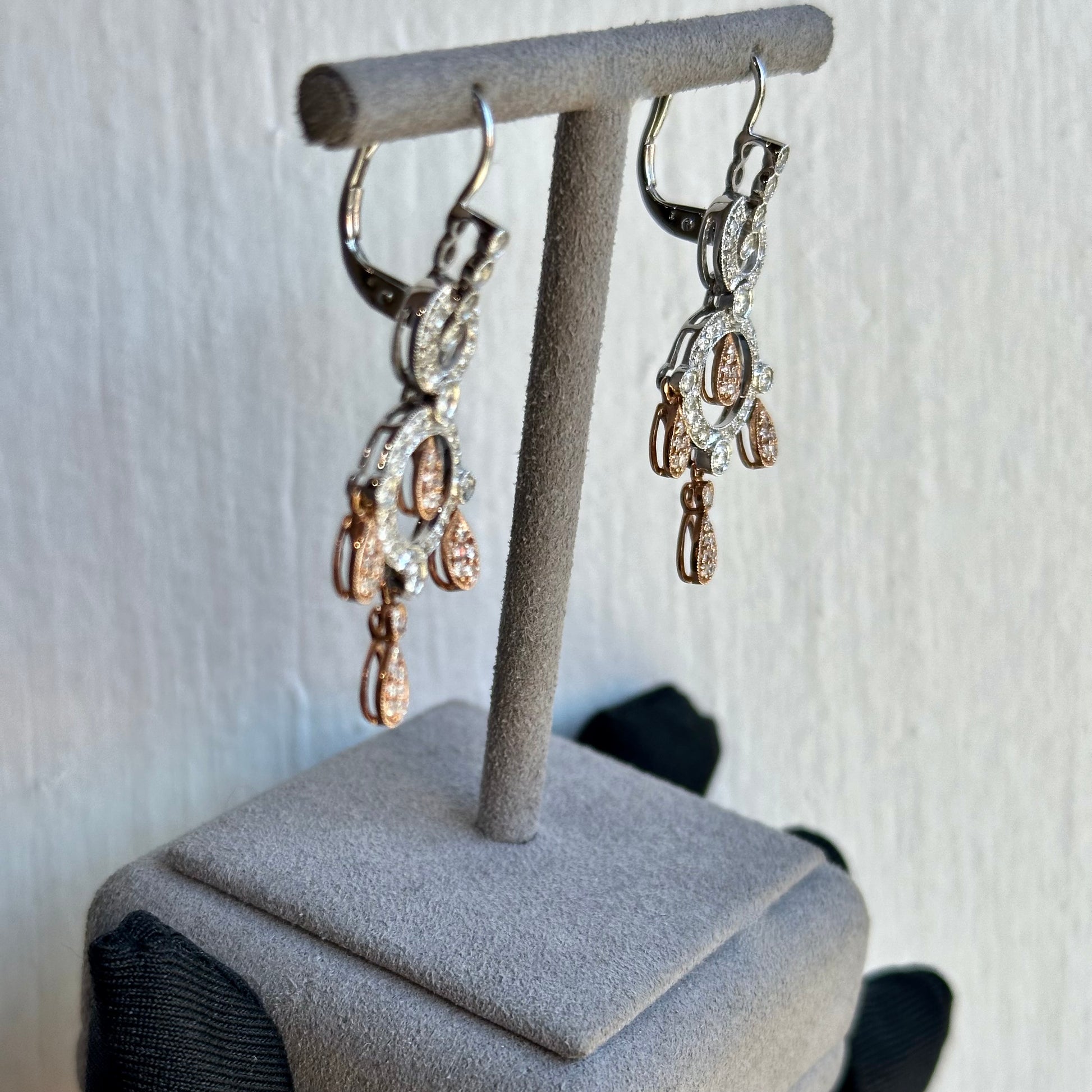 Two-Tone 14KT White & Rose Gold Diamond Chandelier Earrings - Perfect for Bridal & Black-Tie Events
