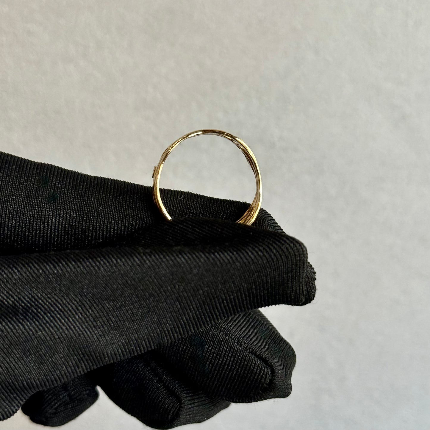 14kt Yellow Gold Wave Band with Scattered Bezel Diamonds