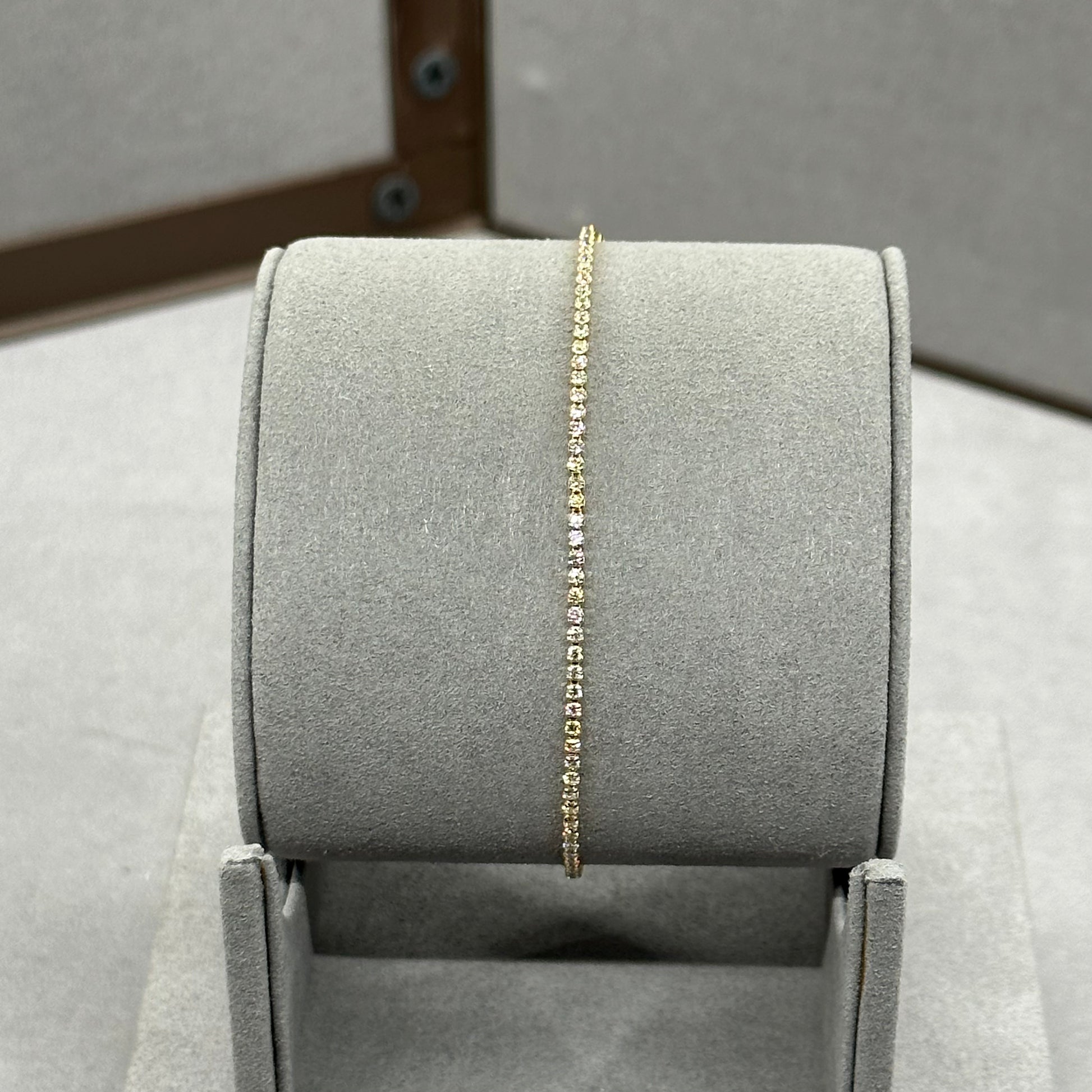 Yellow Gold Dainty Diamond Tennis Bracelet