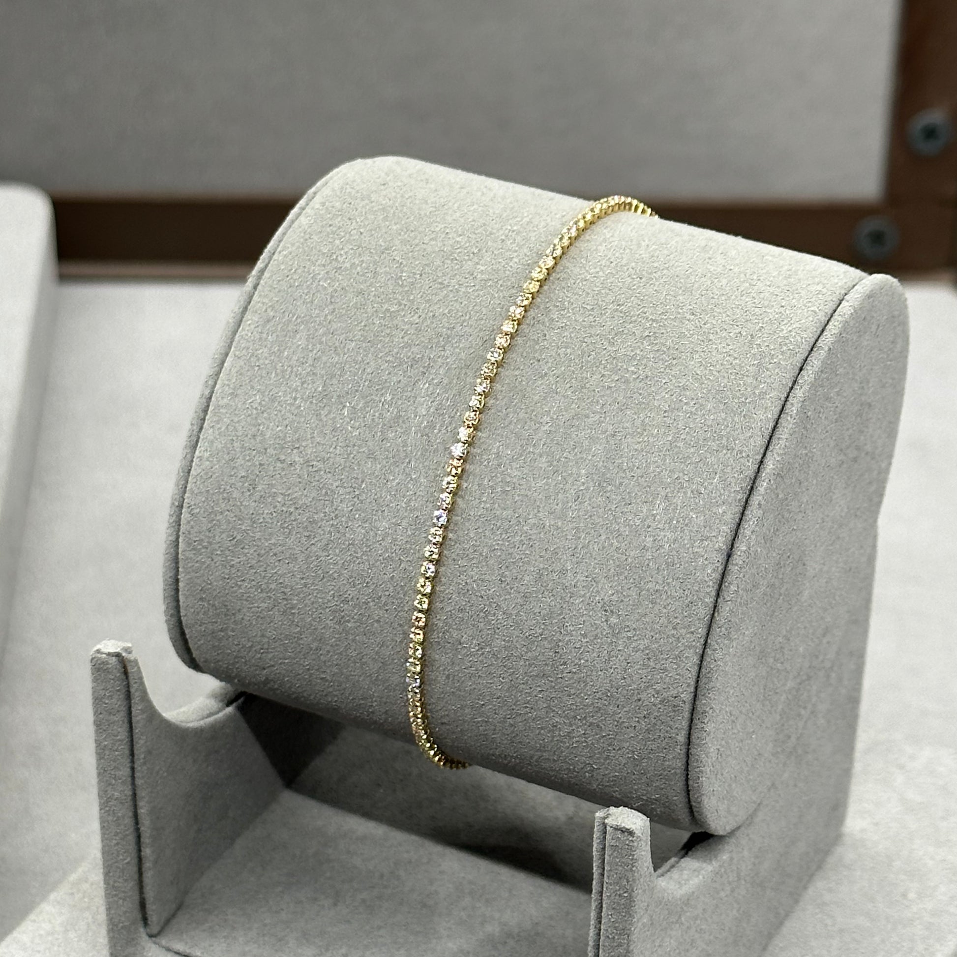 Yellow Gold Dainty Diamond Tennis Bracelet