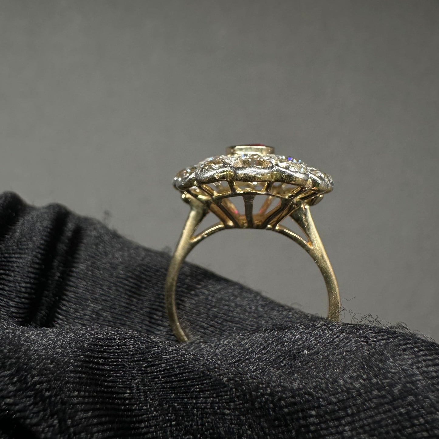 Antique Ruby & Diamonds Cocktail Ring