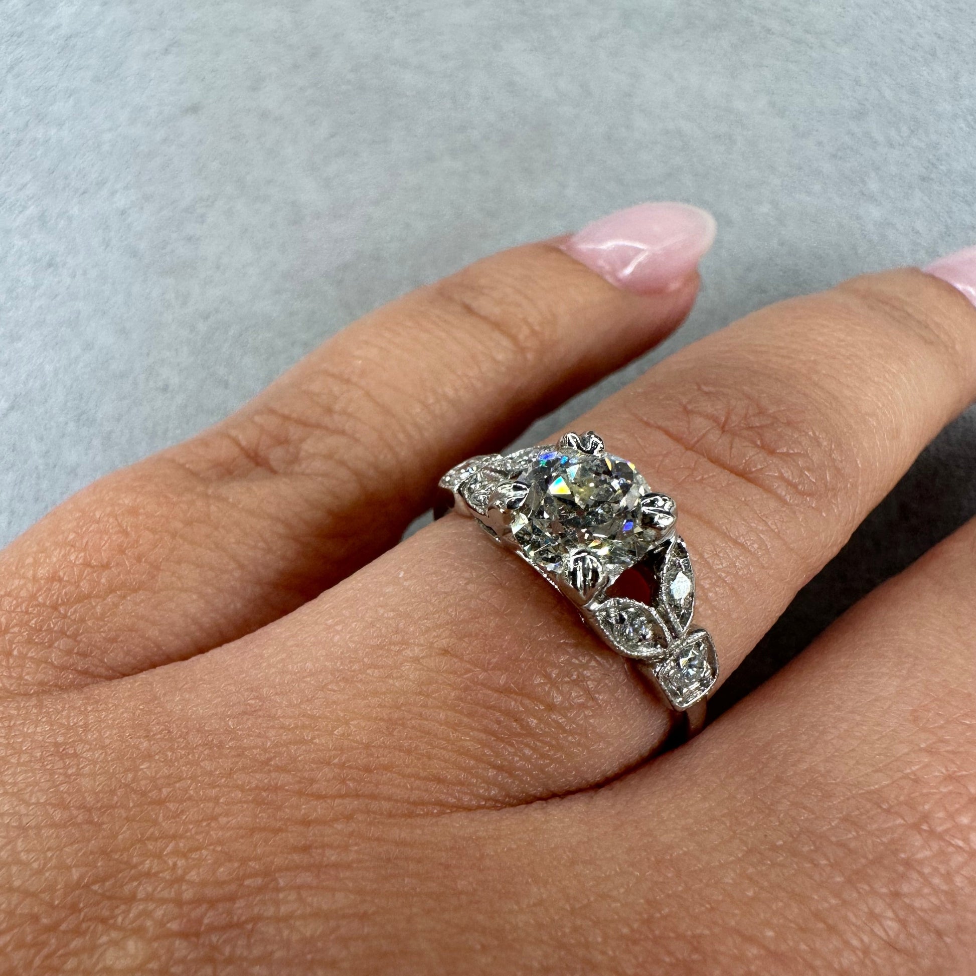 0.89ct Art Deco Platinum Engagement Ring