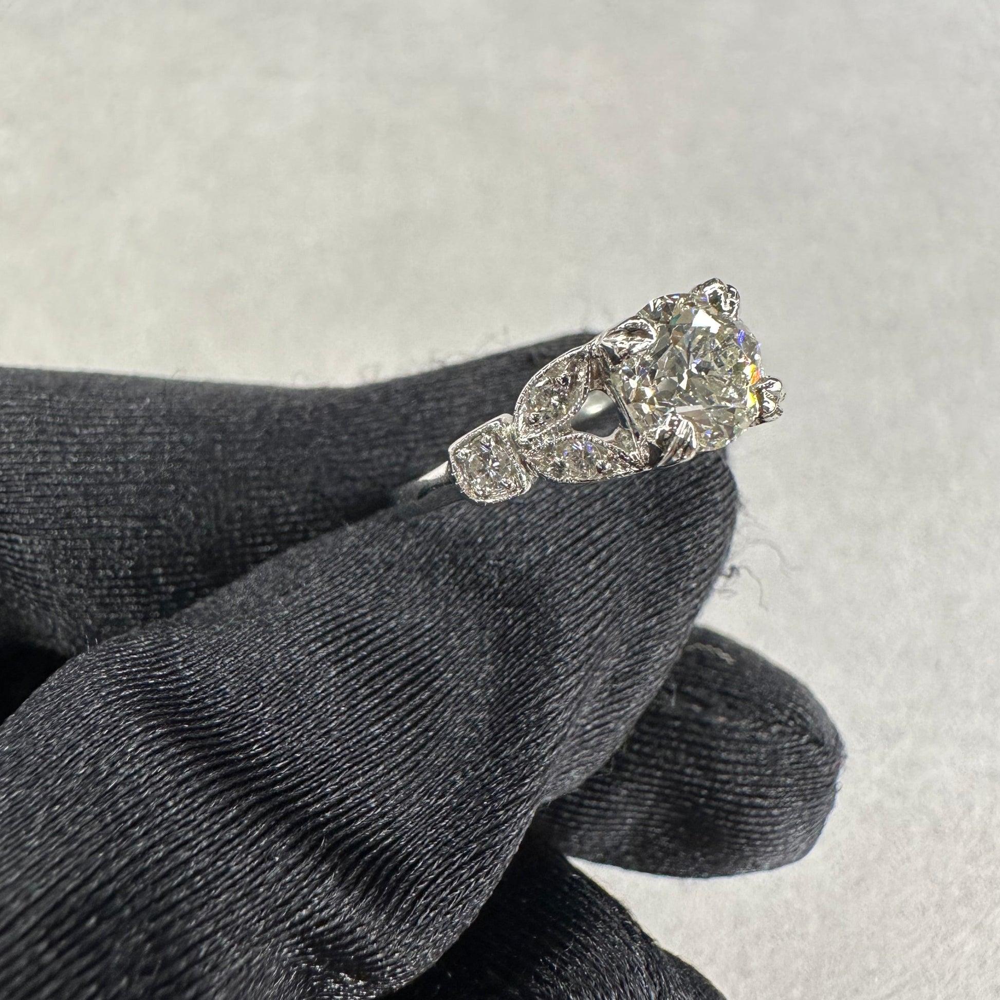 0.89ct Art Deco Platinum Engagement Ring