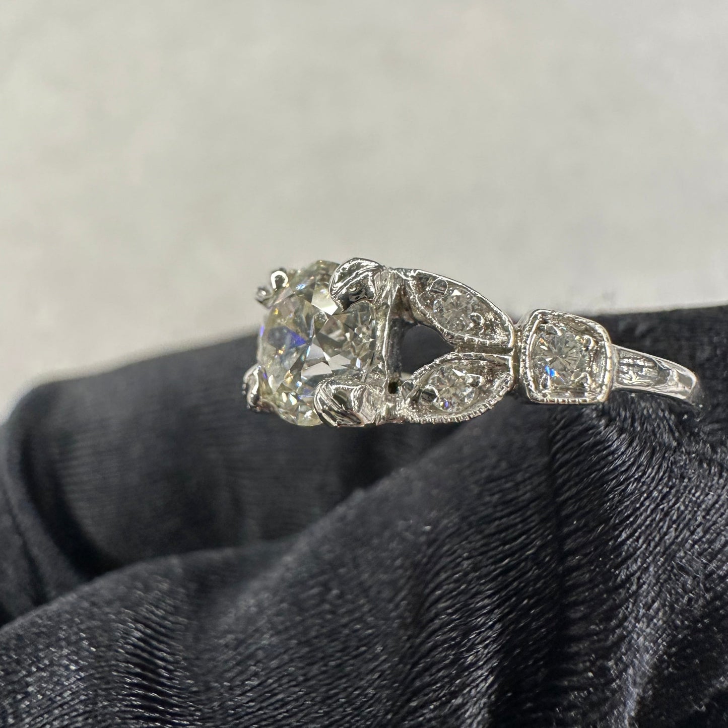 0.89ct Art Deco Platinum Engagement Ring