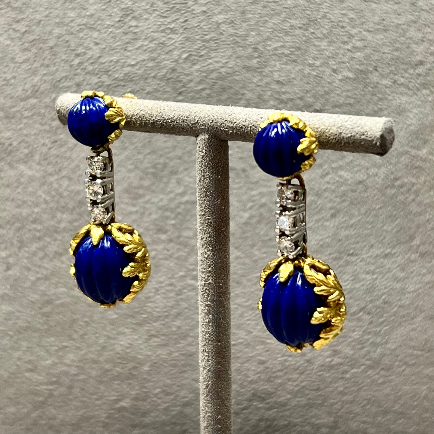 18kt Lapis and Diamond Earrings