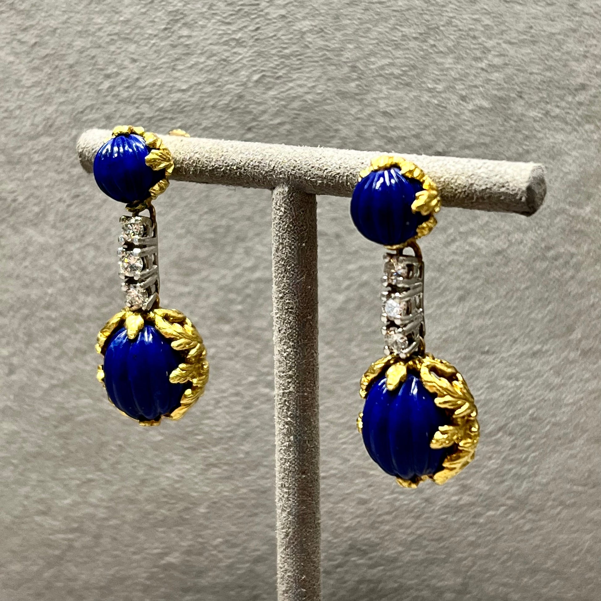 18kt Lapis and Diamond Earrings